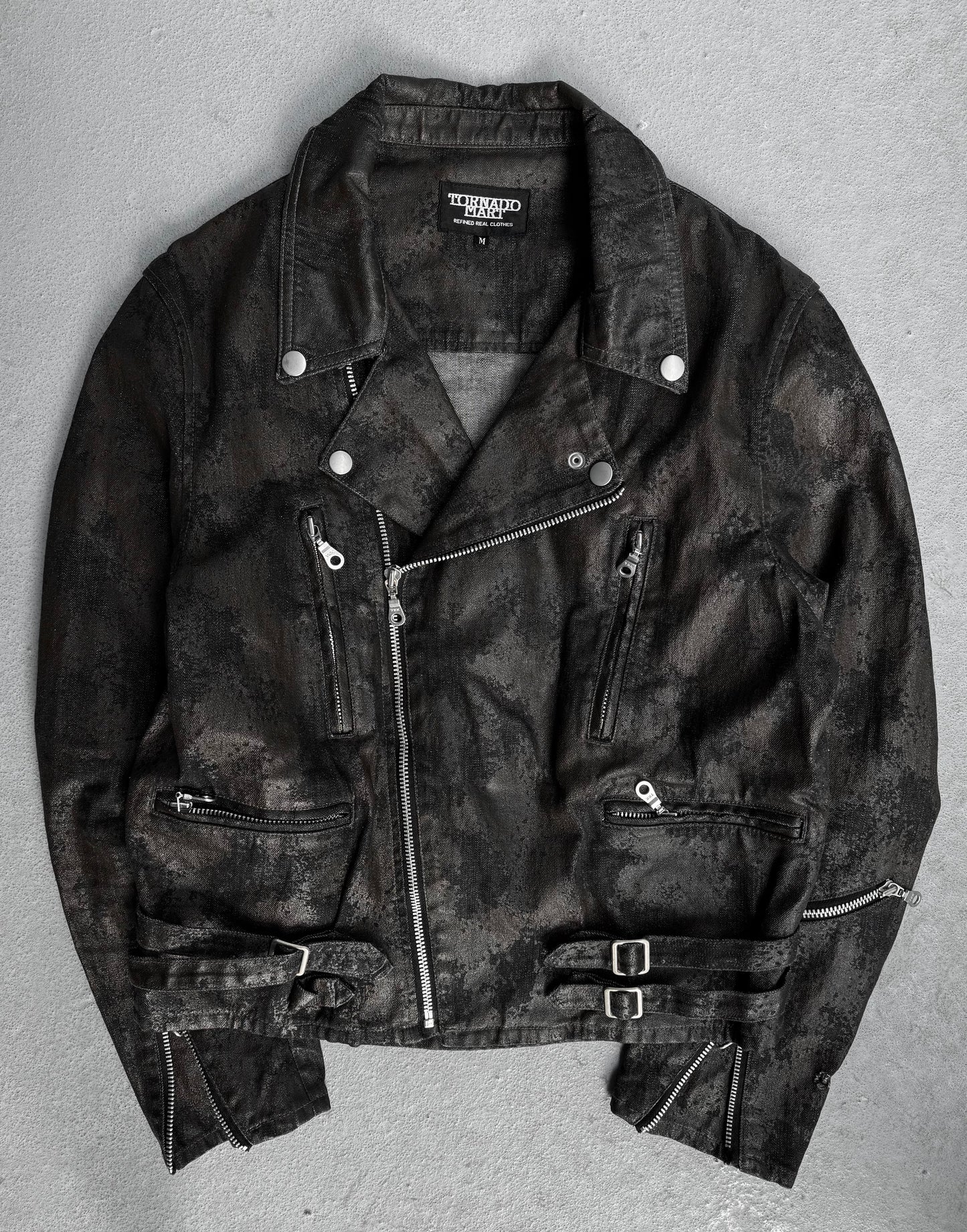 Tornado Mart Early 00s Waxed Camouflage Cotton Biker Jacket