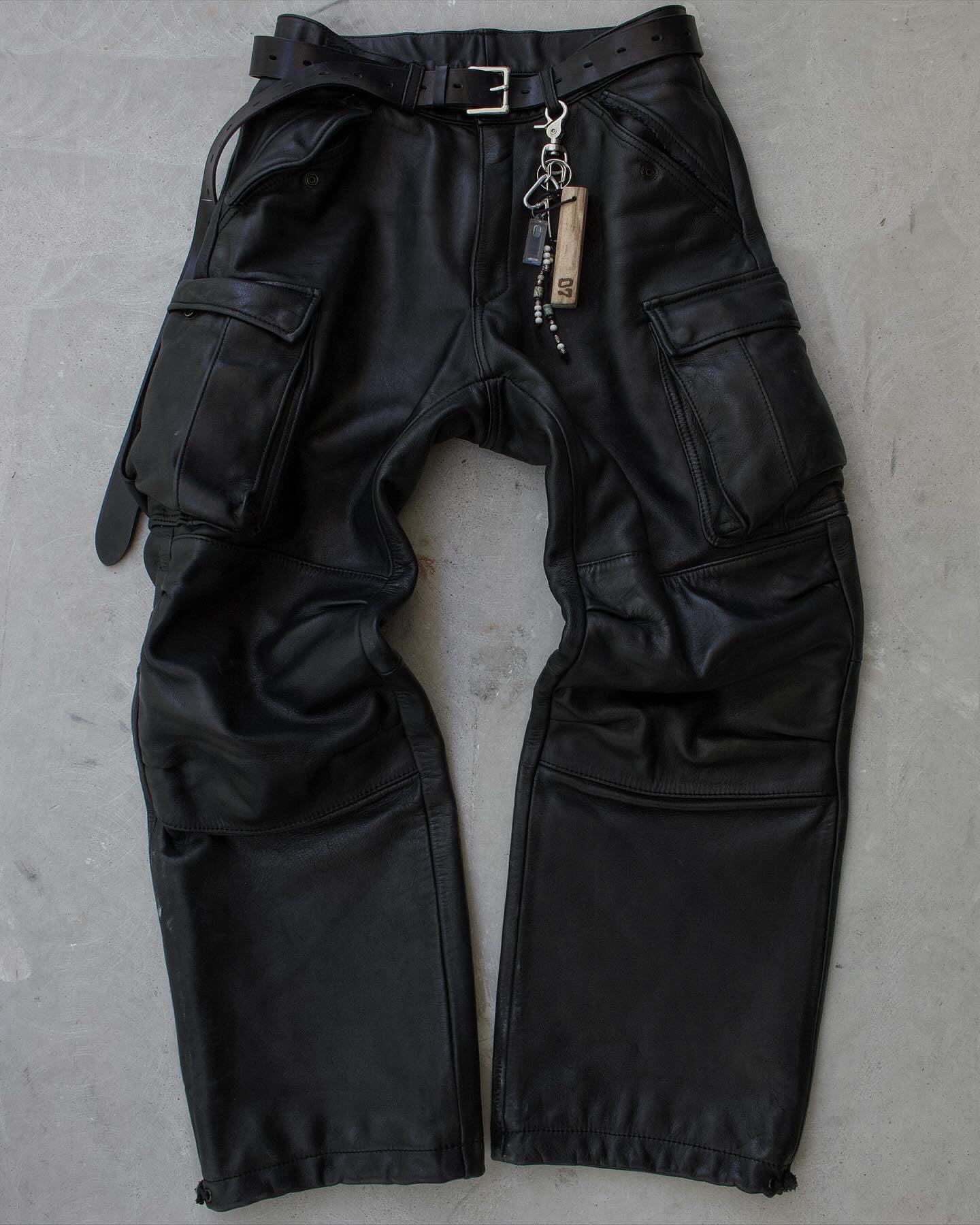 KADOYA K’s Leather 00s Cowhide Leather Wide Cut Motorcycle Cargo Pants