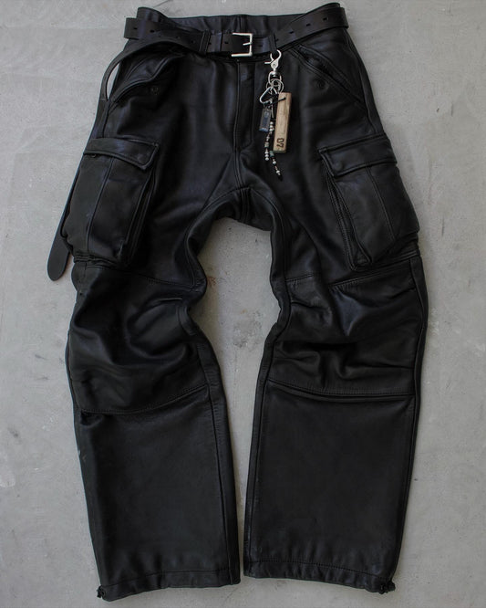 KADOYA K’s Leather 00s Cowhide Leather Wide Cut Motorcycle Cargo Pants