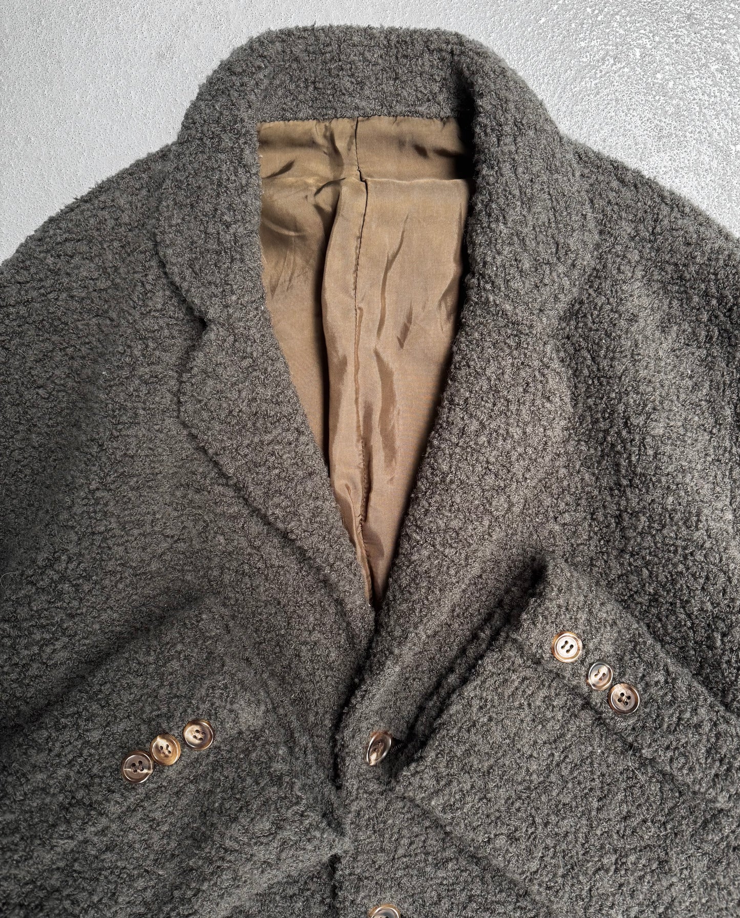 UNDERCOVER AW01 “D.A.V.F” Khaki Teddy Fleece Wool Blazer