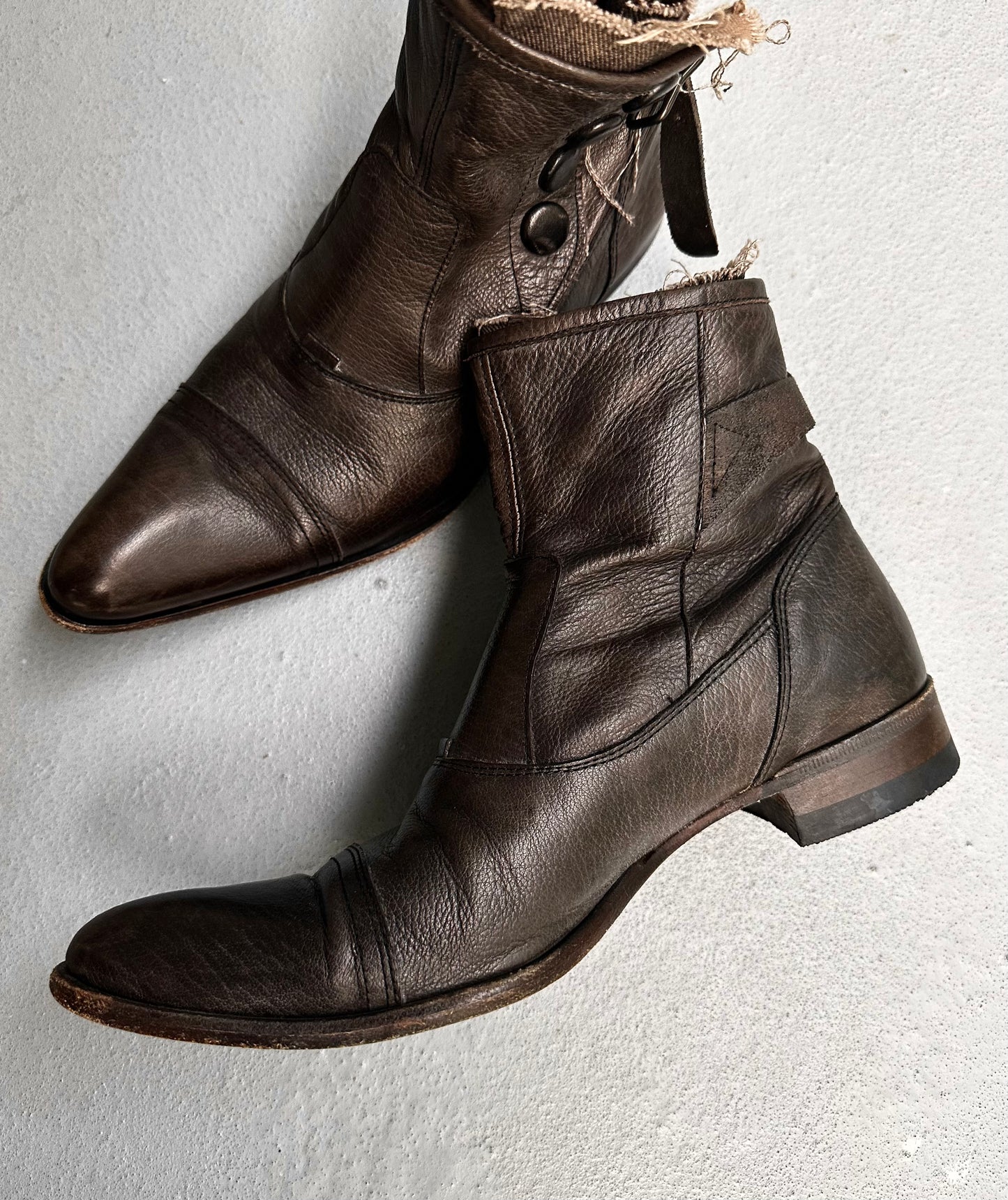 alfredoBANNISTER Early 00s Leather Ankle Button Boots