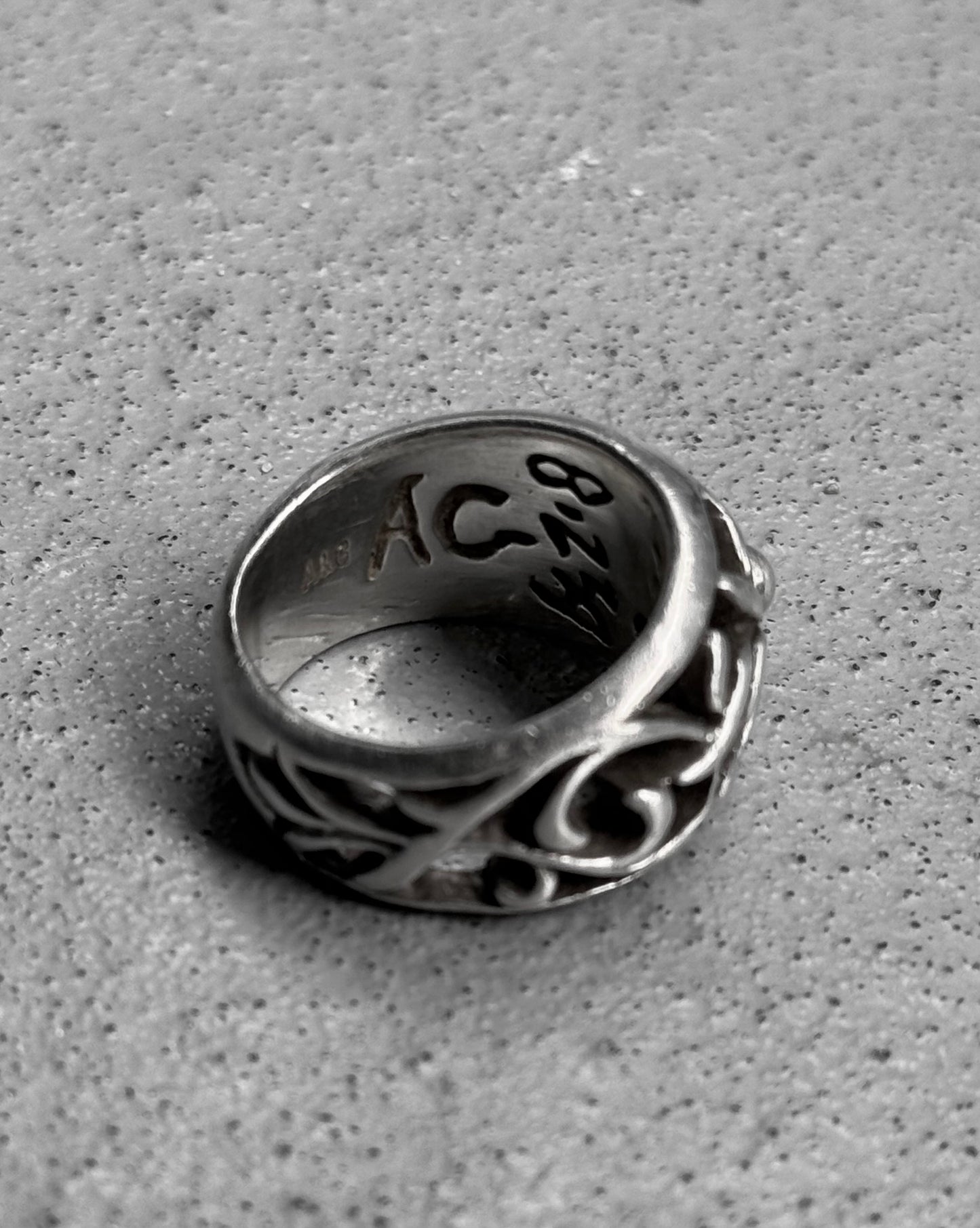 A&G Rock N’ Roll Couture Early 00s Baroque Dome Silver Ring