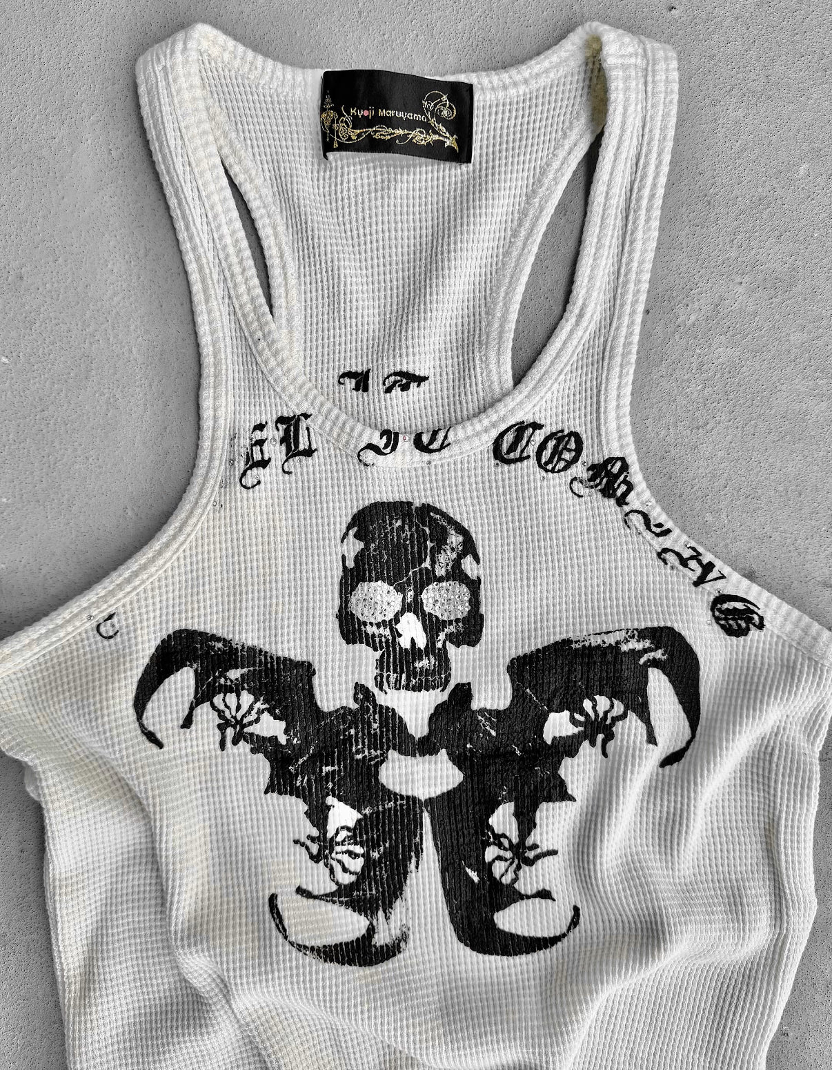 Kyoji Maruyama Early 00s Embezzled Skull Graphic Tank Top