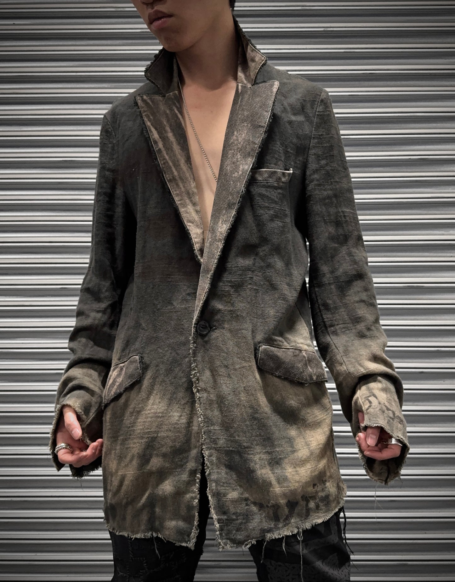 14thAddiction Early 00s Distressed Single Button Blazer