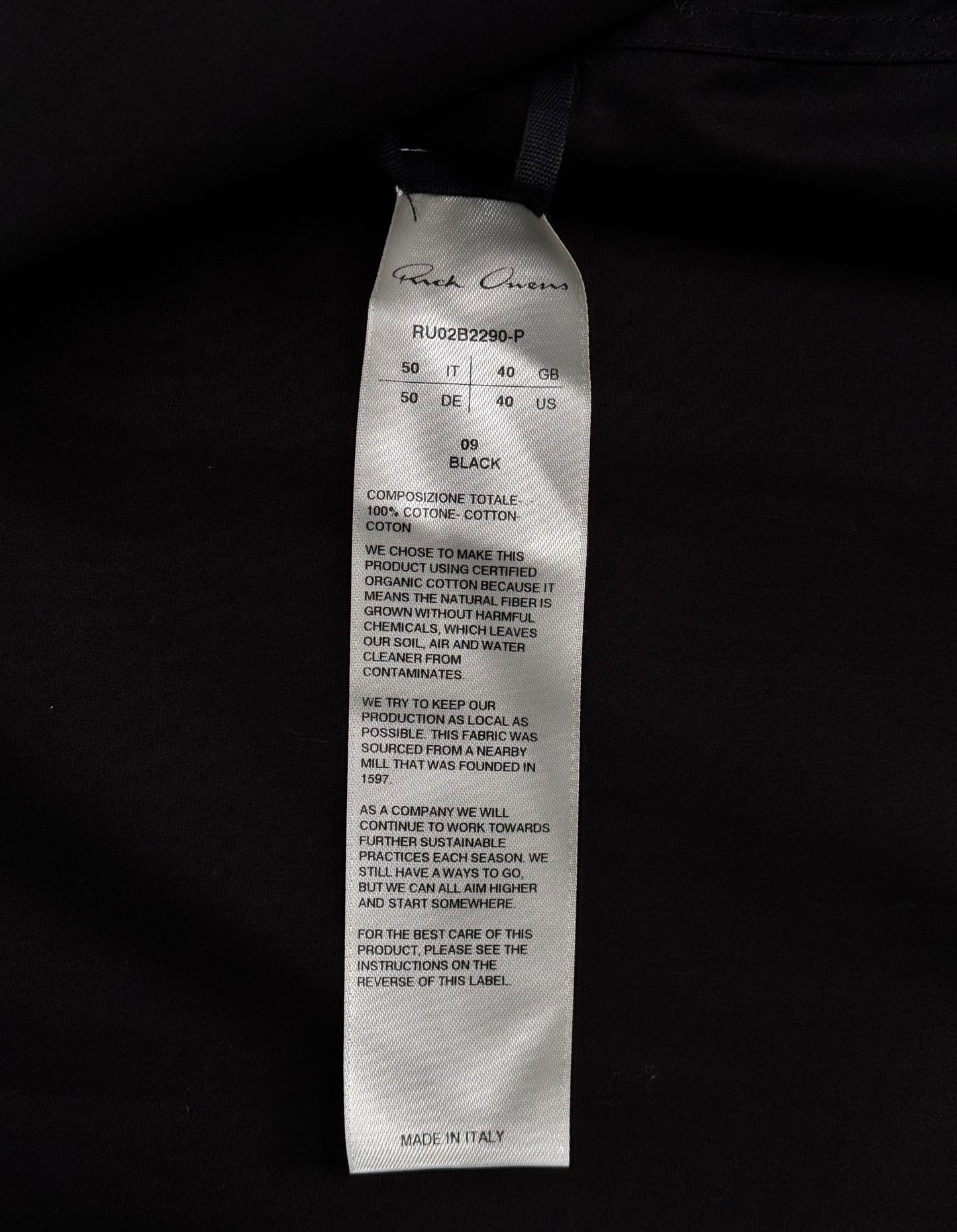 Rick Owens AW22 “STROBE” Black Faun Button-up Shirt