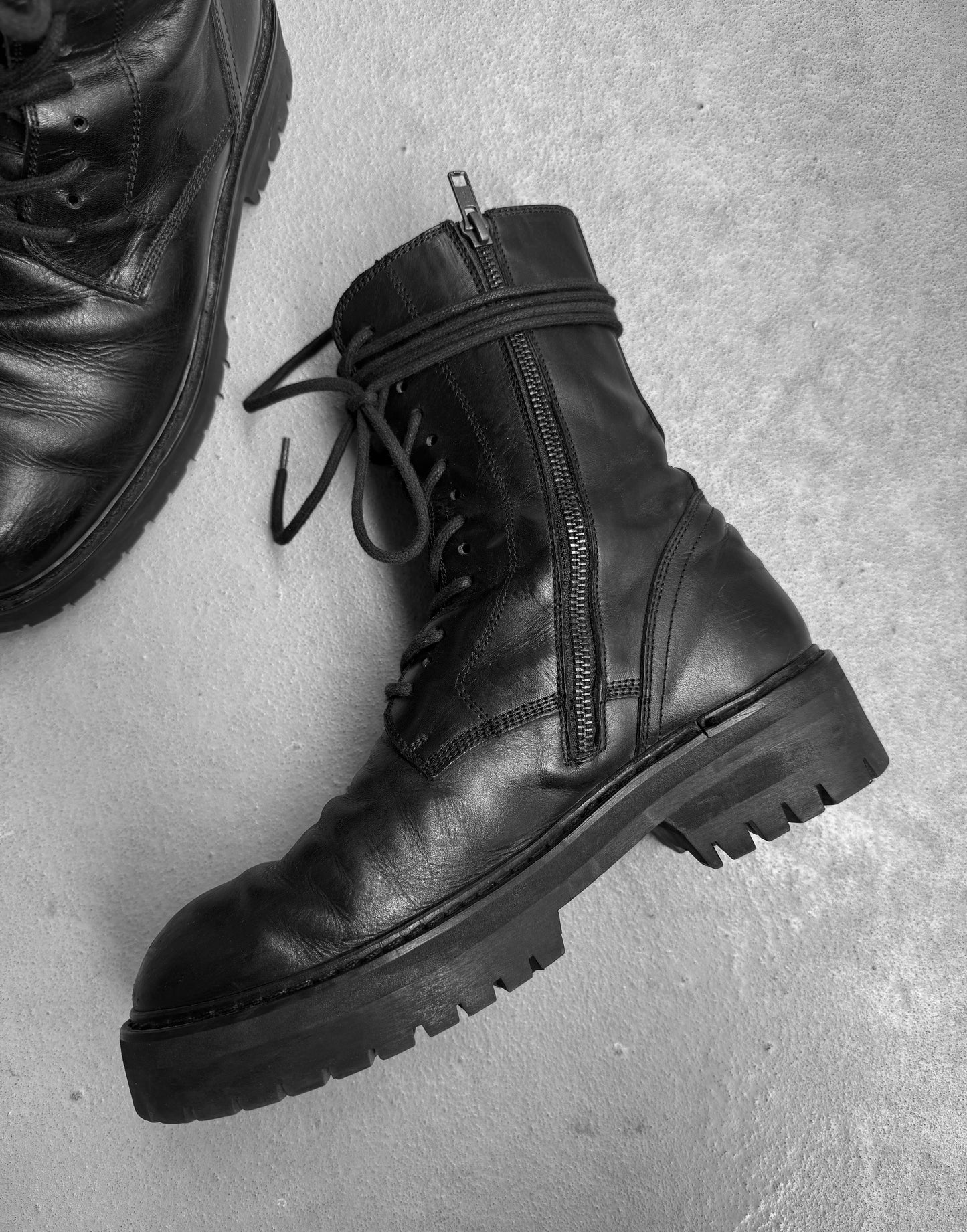 Ann Demeulemeester AW19 ‘Tucson Nero’ Leather Lace-up Combat Boots