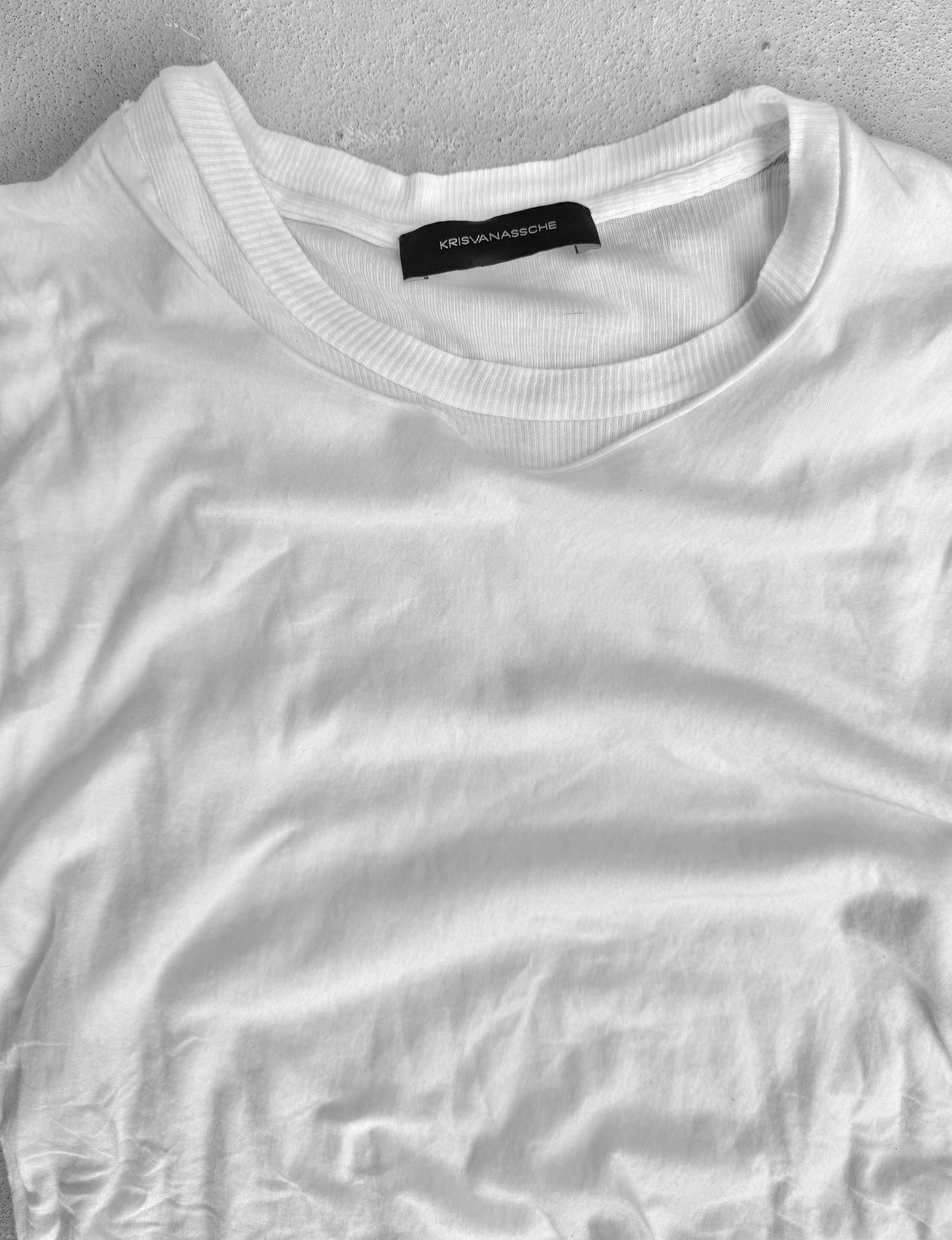 KRISVANASSCHE Early 00s White Distressed Double Layer T-Shirt