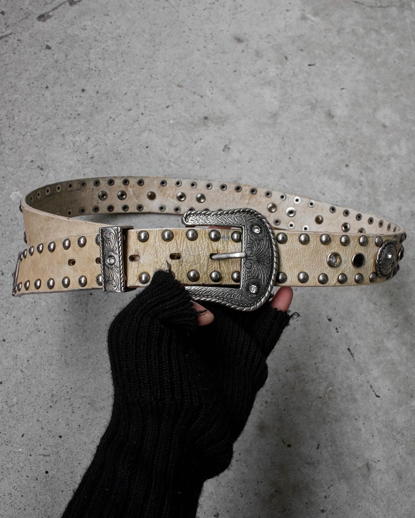 NICOLE CLUB FOR MEN by Matsuda 00s Cow Leather Jewel Studded Belt