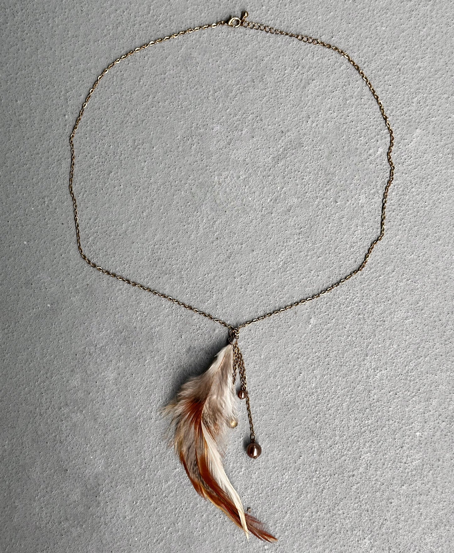 G.O.A Early 00s Brass Feather Necklace