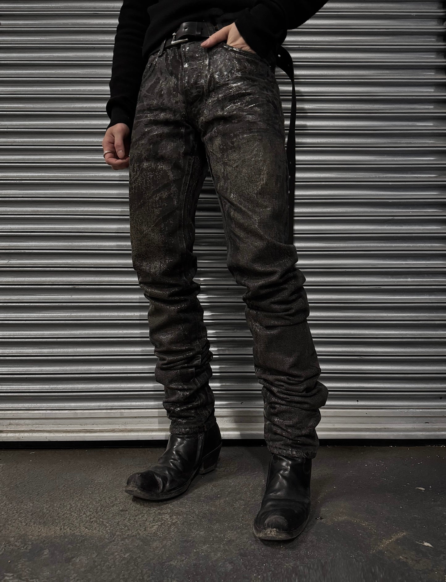 DIOR HOMME AW07 “Navigate” ‘Luster’ Re-issued Black Waxed Skinny Denim