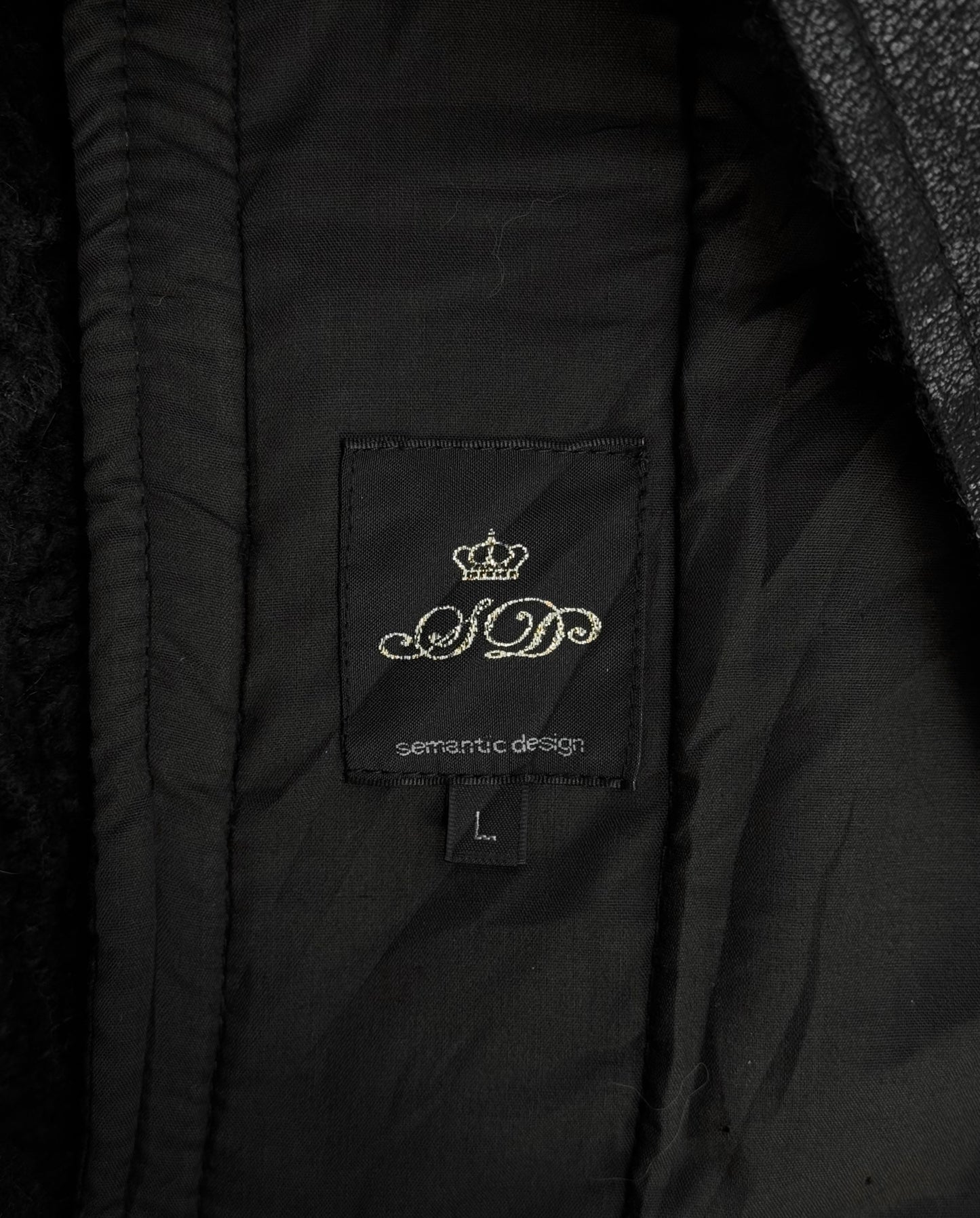 SemanticDesign Early 00s Waxed Gimmick Faux Shearling Jacket