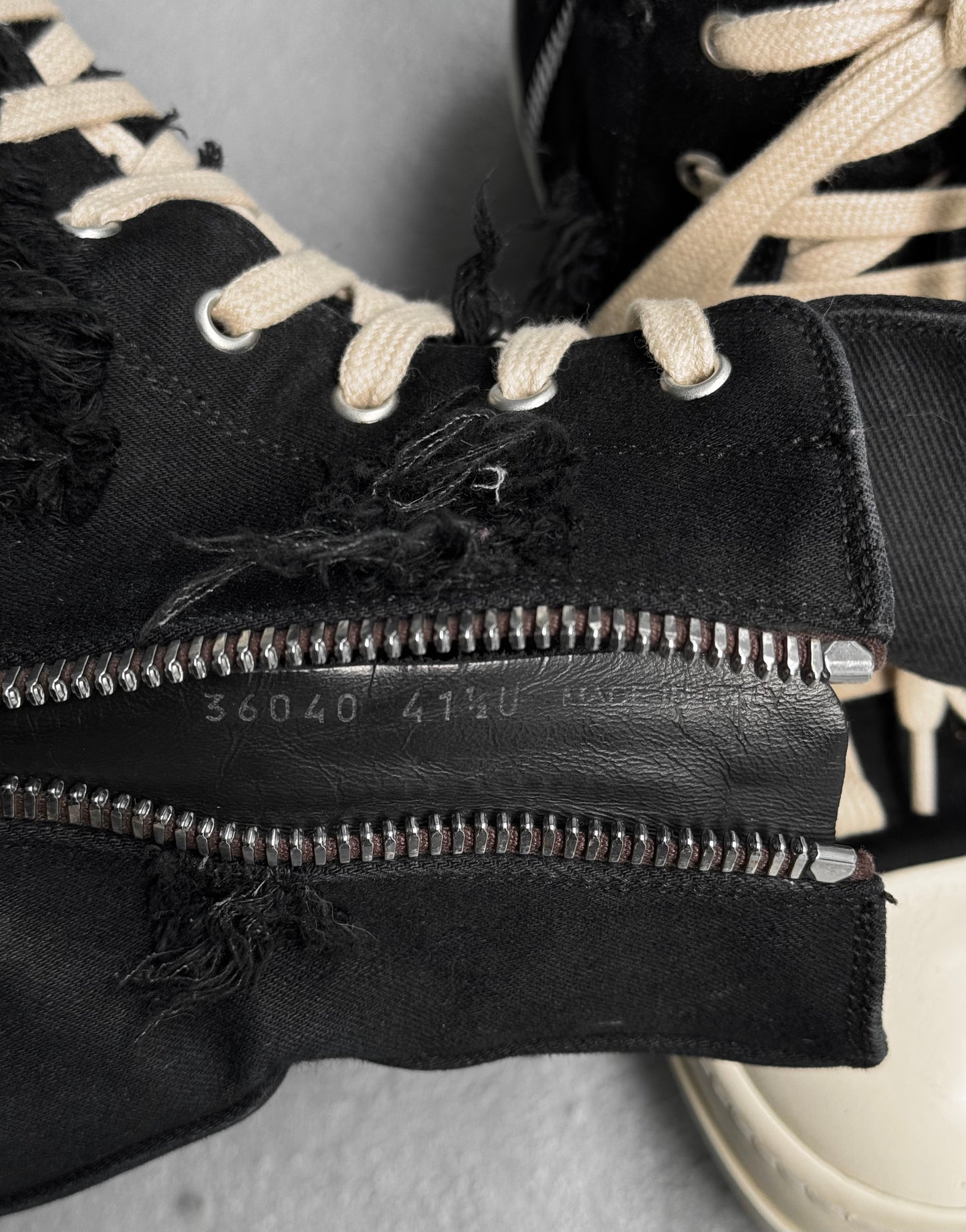 Rick Owens DRKSHDW SS22 “FOGACHINE” Slashed Canvas Ramones Sneakers