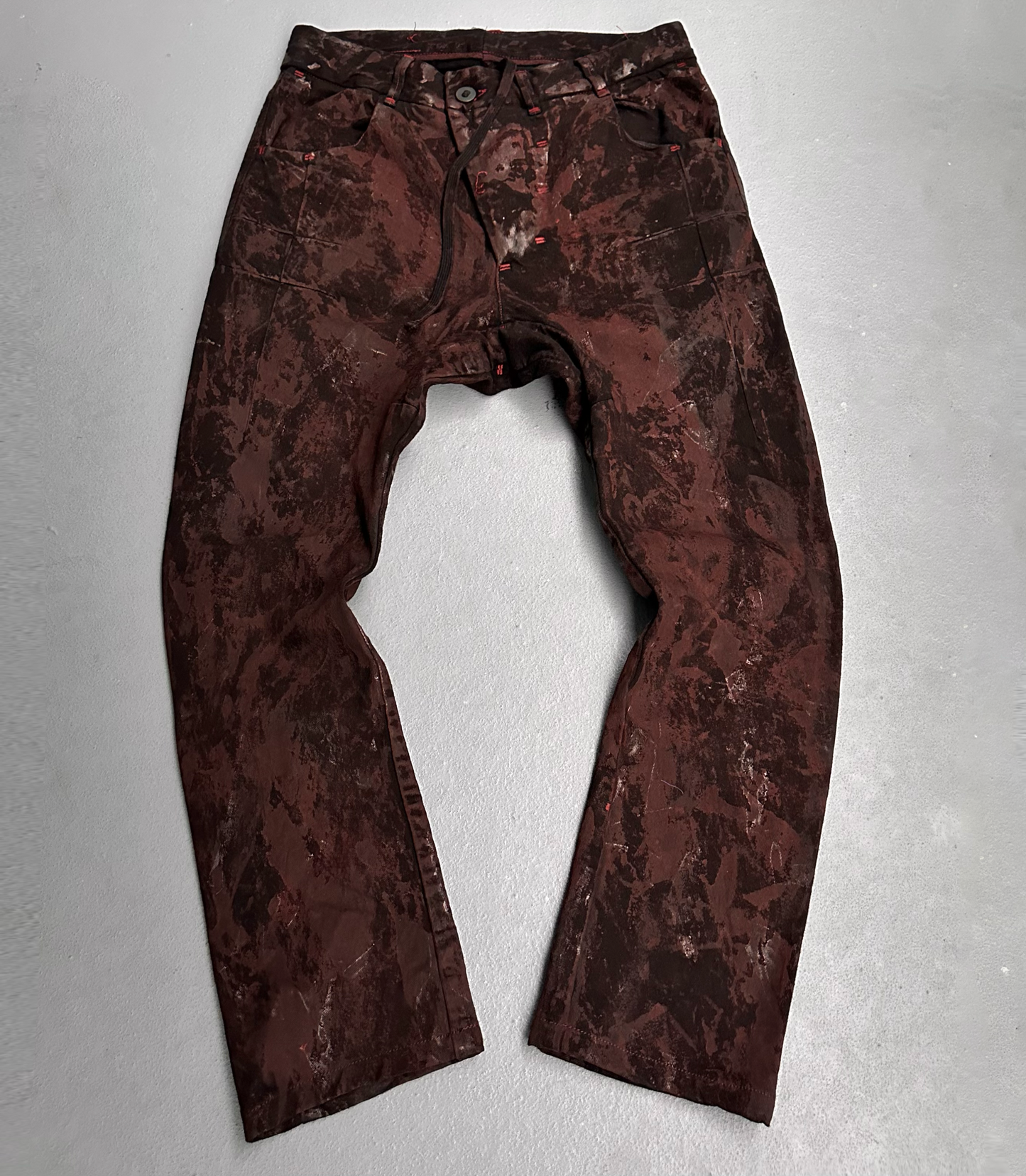 Boris Bidjan Saberi AW15-16 P13-RF ‘Blood Red’ Object Dyed J-cut Vinyl Waxed Denim