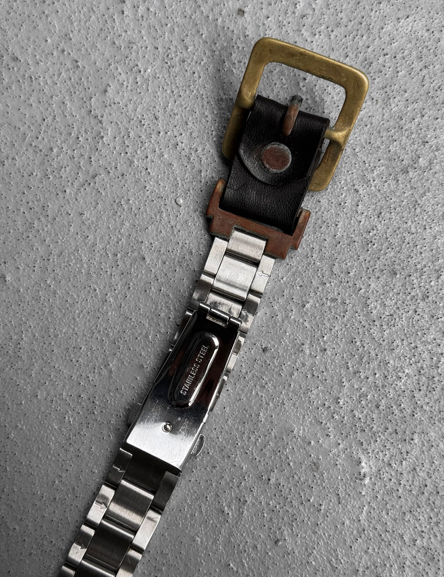 MiharaYasuhiro Early 00s Hybrid Watch Link Leather Bracelet