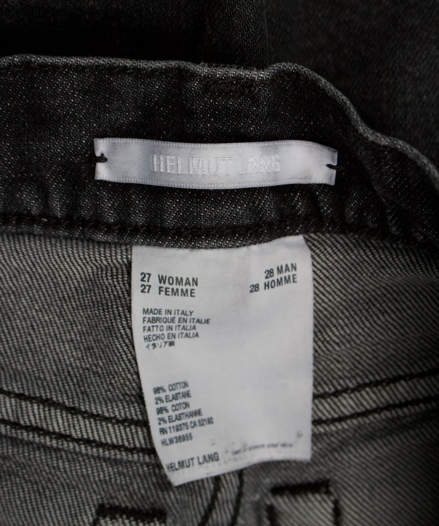 Helmut Lang Late 00s Extended Washed Grey Denim
