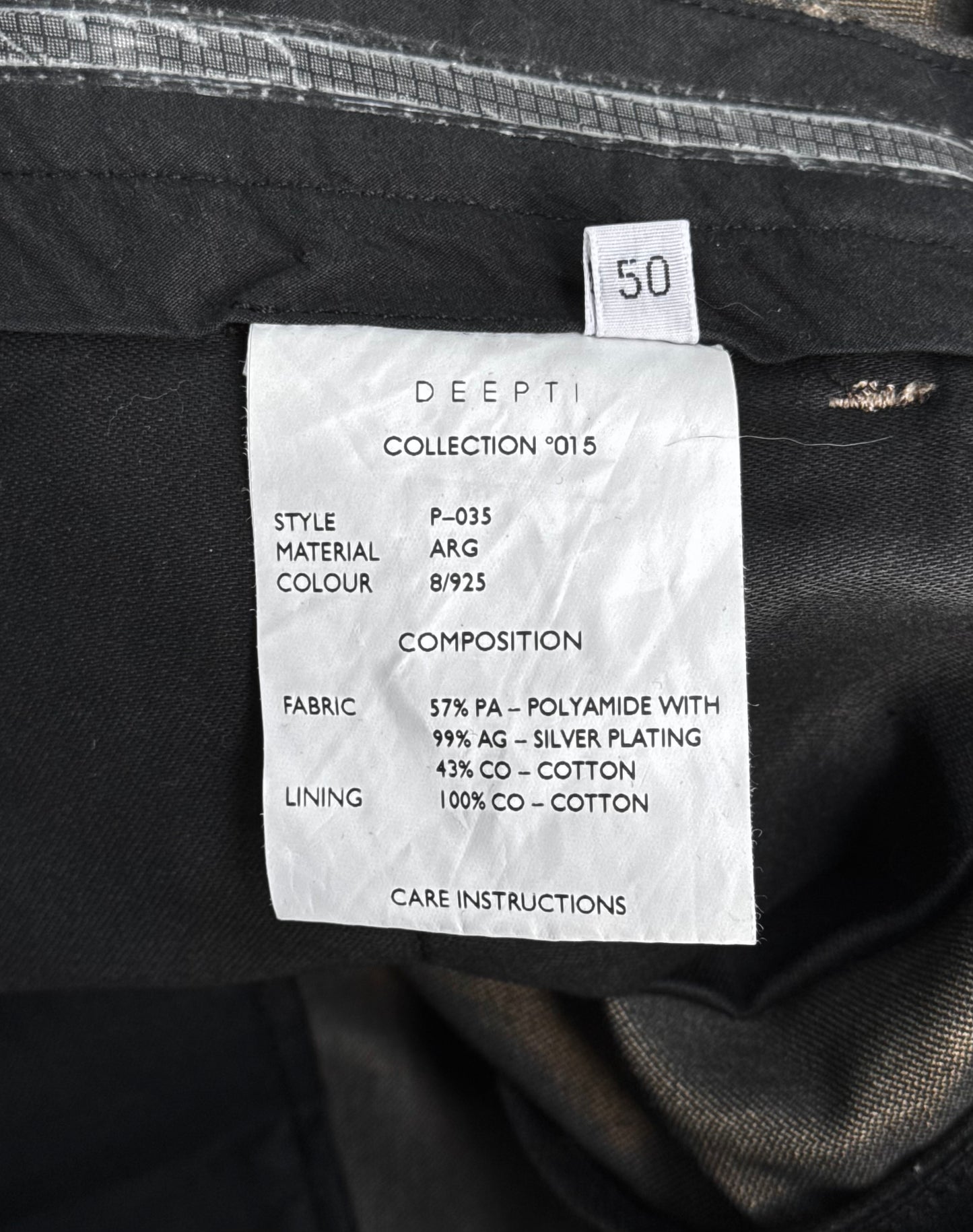 DEEPTI Collection °014-°015 .925 Silver Plated P-035 Open-Zipfly Suit Pants