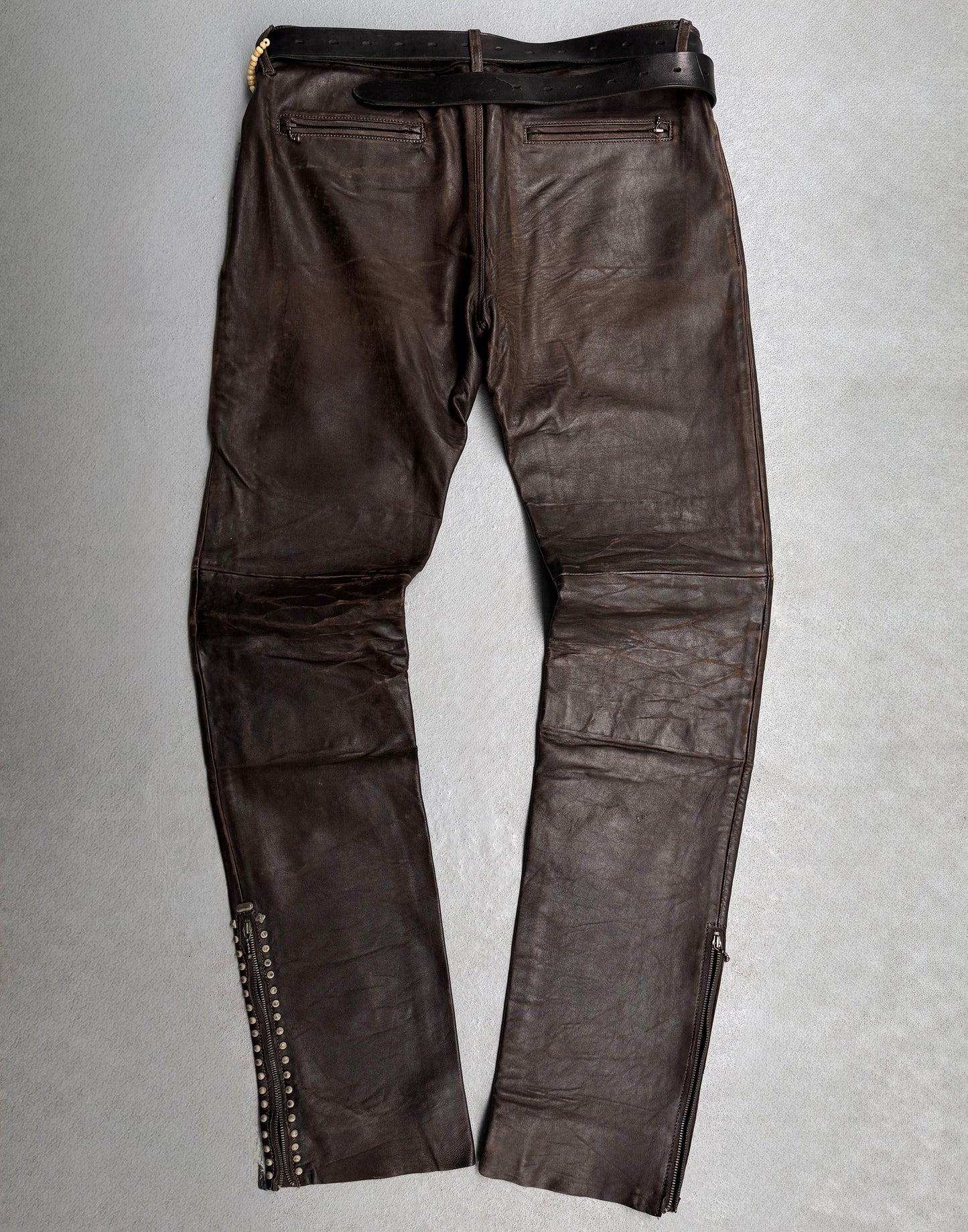 UNDERCOVER AW05 “Arts & Crafts” Studded Sheepskin Zip Flare Pants