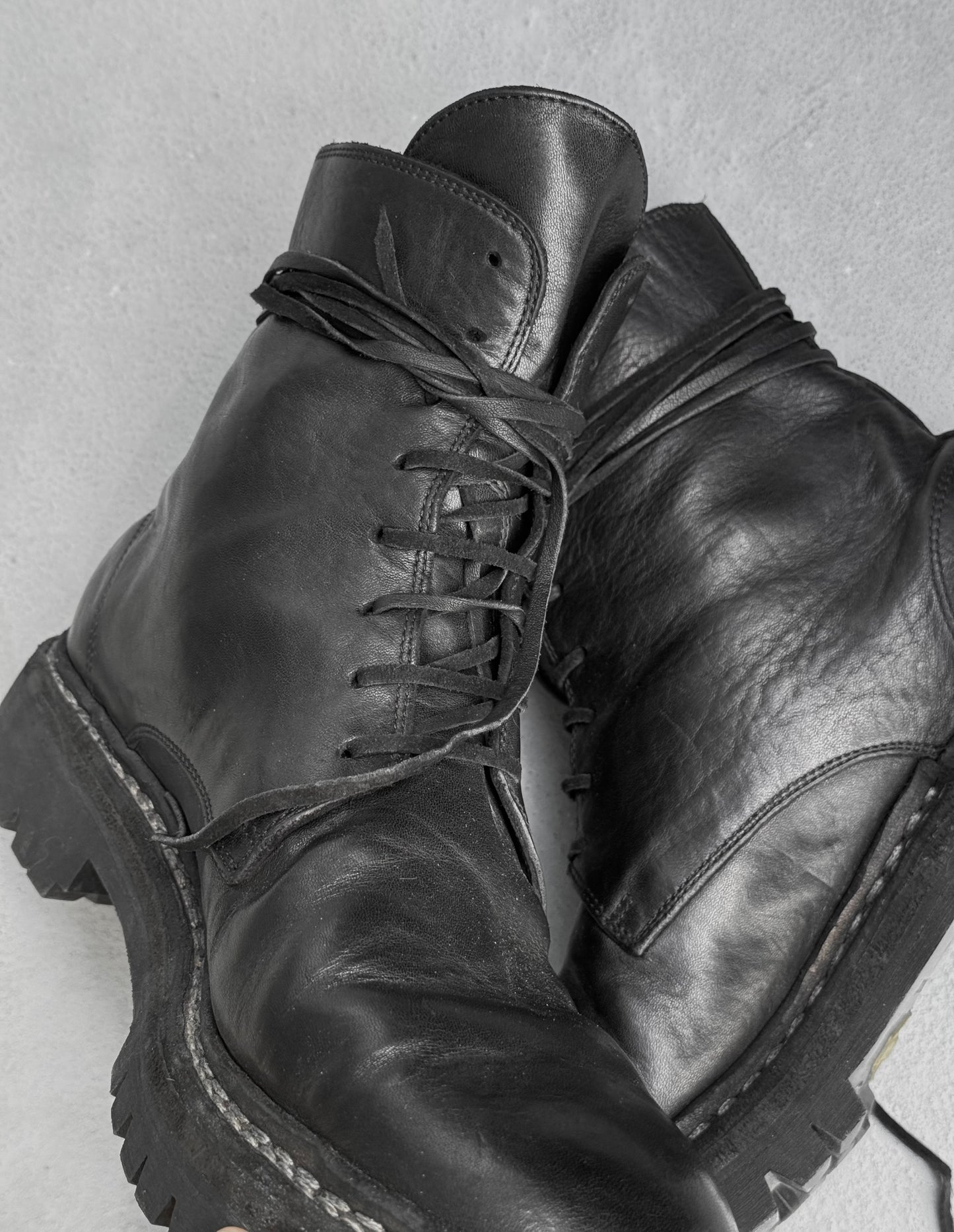 GUIDI ‘795V_N’ Black Horse Leather Lace-up Boots