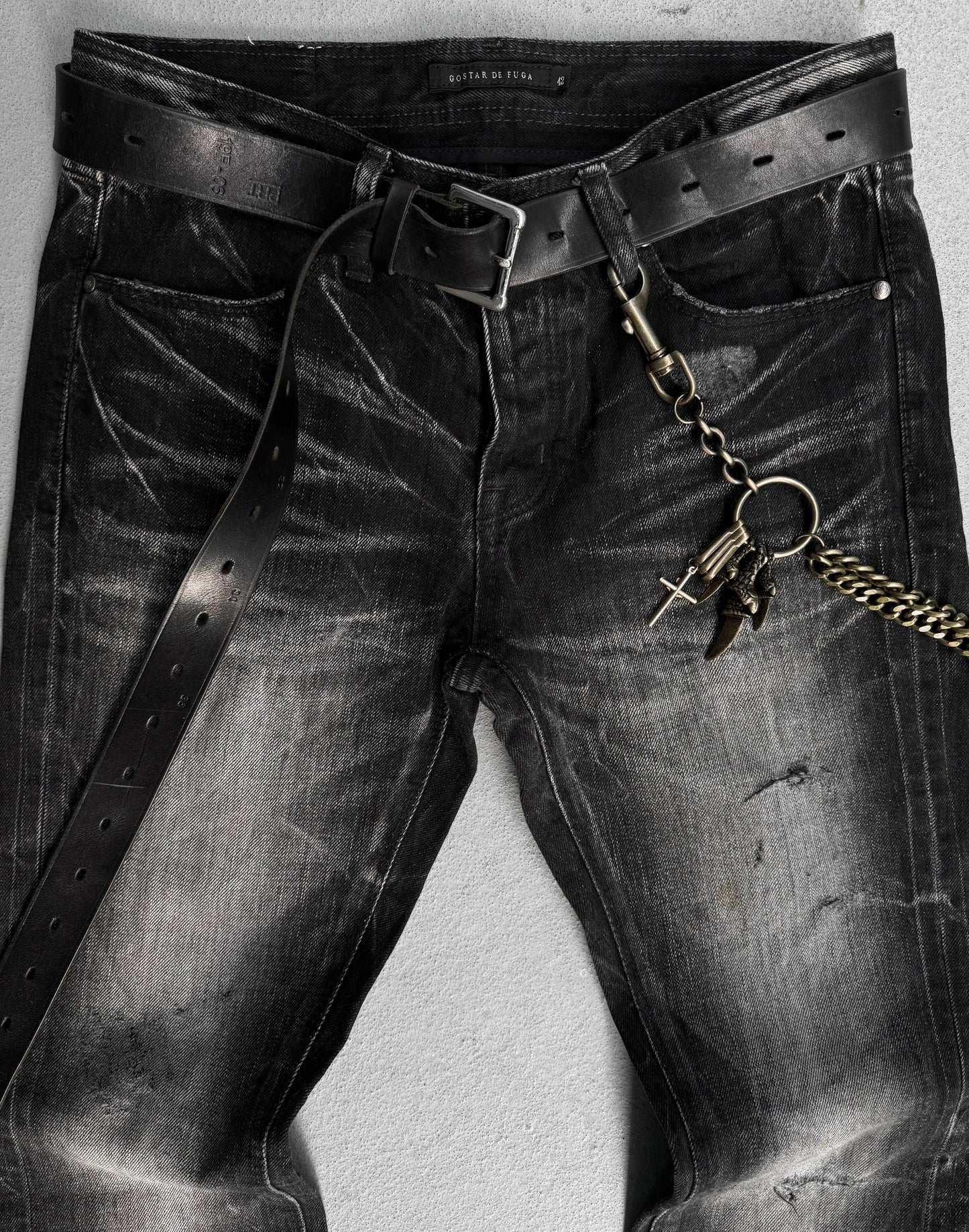 GOSTAR DE FUGA Early 00s Marble Washed Glitter Flare Bootcut Denim