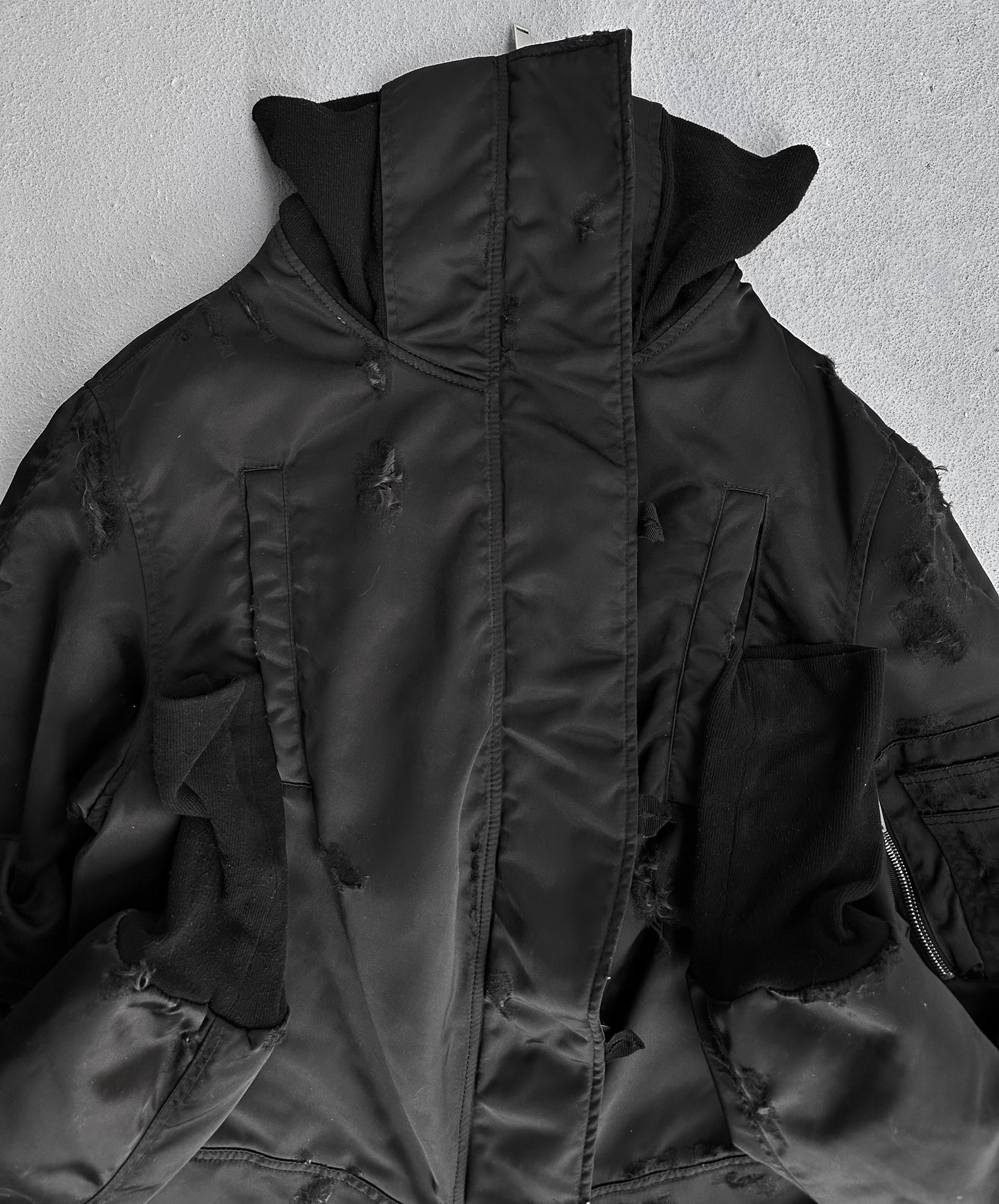 BEN TAVERNITI™ UNRAVEL PROJECT SS18 Two-way Reconstructed Upside-down Bomber Jacket