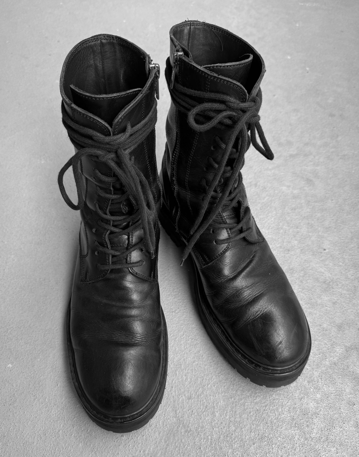 Ann Demeulemeester AW19 ‘Tucson Nero’ Leather Lace-up Combat Boots