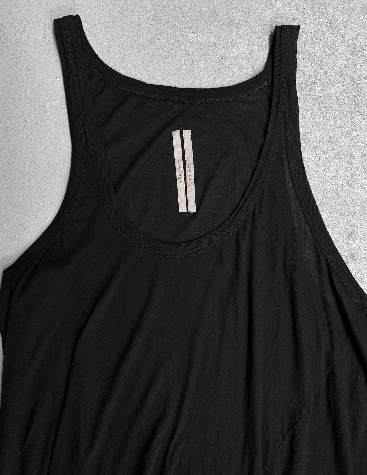 Rick Owens SS24 “LIDO” Black Sheer Oversized Tank Top