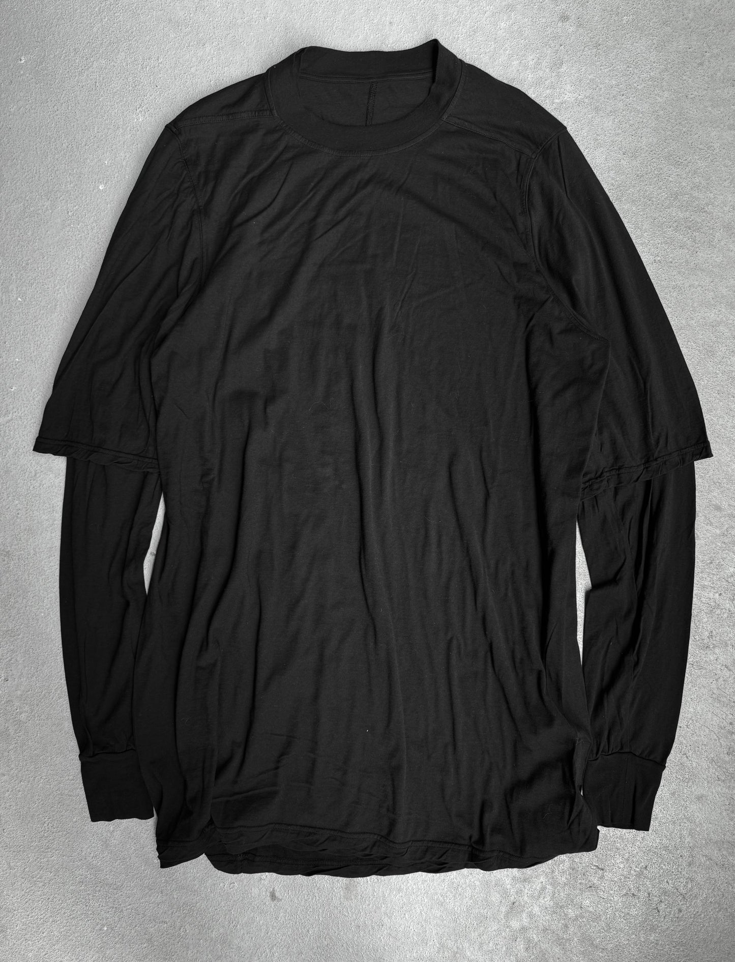 Rick Owens DRKSHDW SS24 “LIDO” Black Double-layered Hustler Long-sleeves