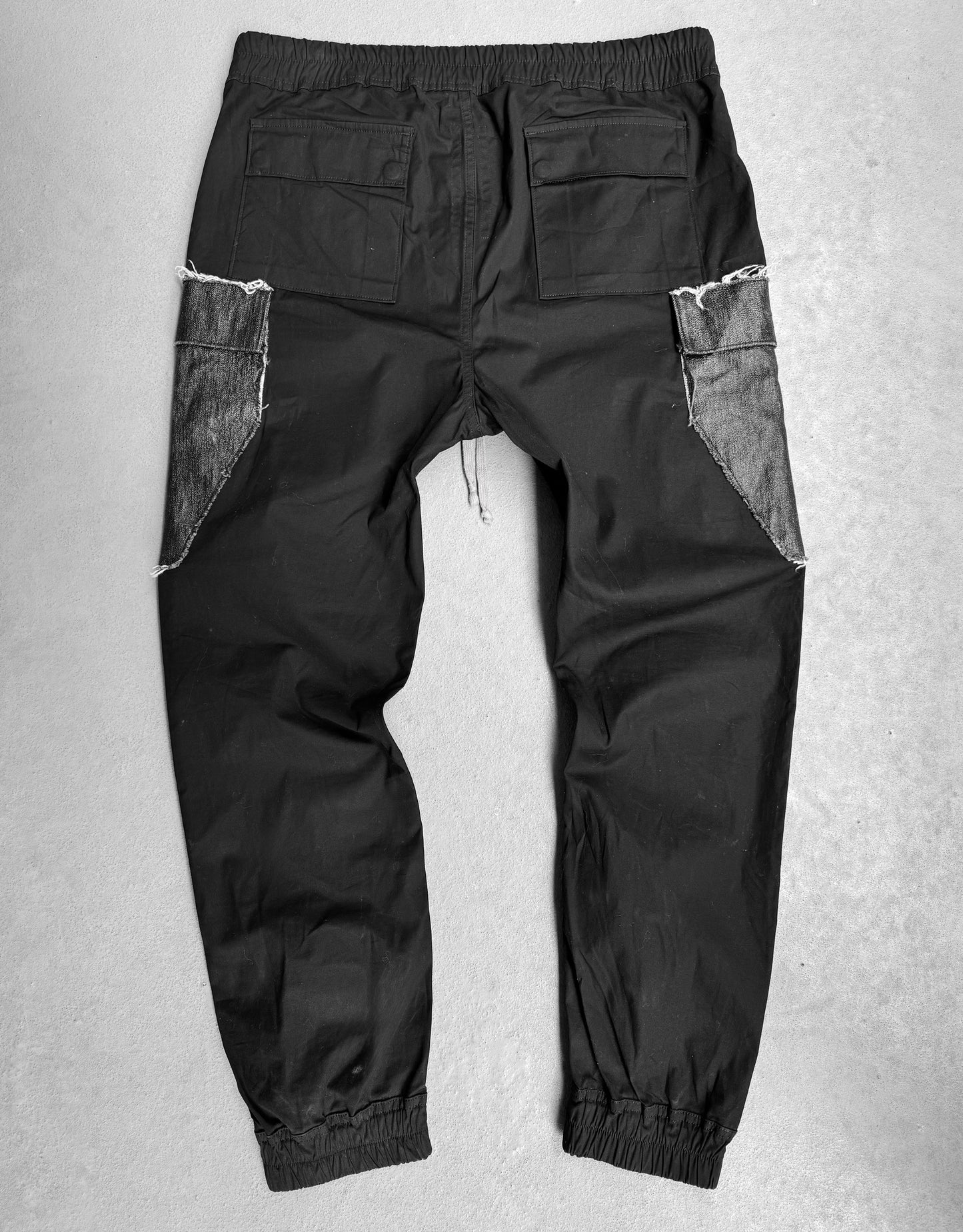 Rick Owens AW19 “LARRY” Suede Patches Waxed Cargo Pants