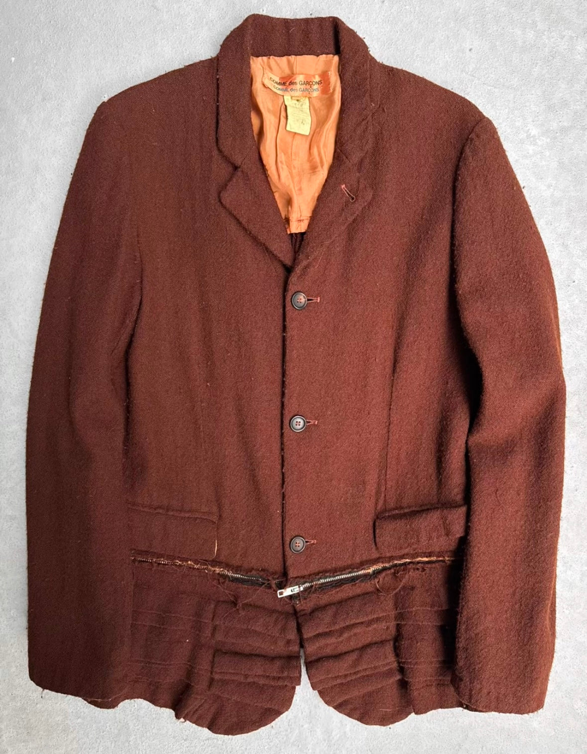 COMME des GARÇONS Early 00s Convertible Garment-dyed Ruffle Blazer