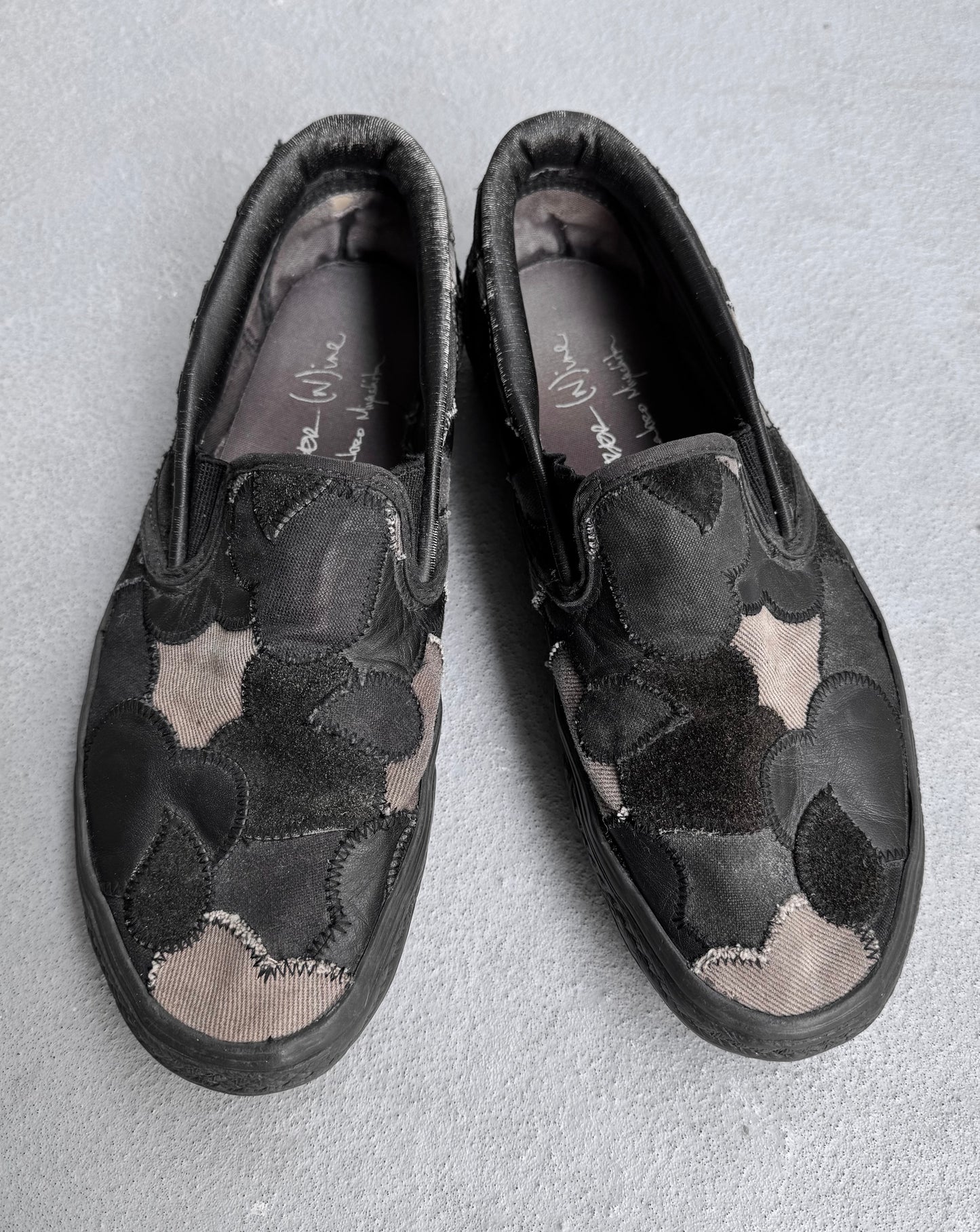 Number (N)ine AW03 “Touch Me I’m Sick” Crying Hearts Patchwork ‘Vans’ Slip-on Sneakers