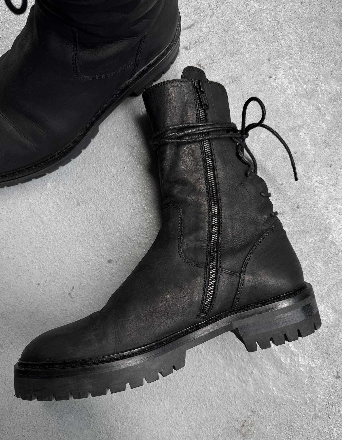 Ann Demeulemeester AW19 ‘Louisse’ Backlace Nubuck Leather Boots