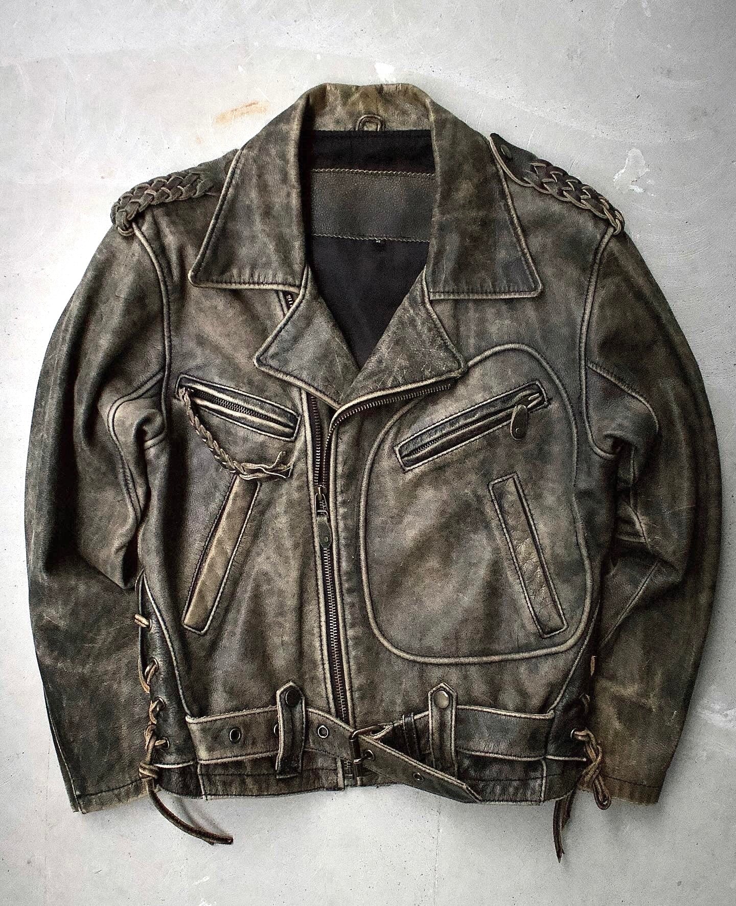 KADOYA K’s Leather Early 00s Sun Faded Cowhide Leather Motorcycle Jacket