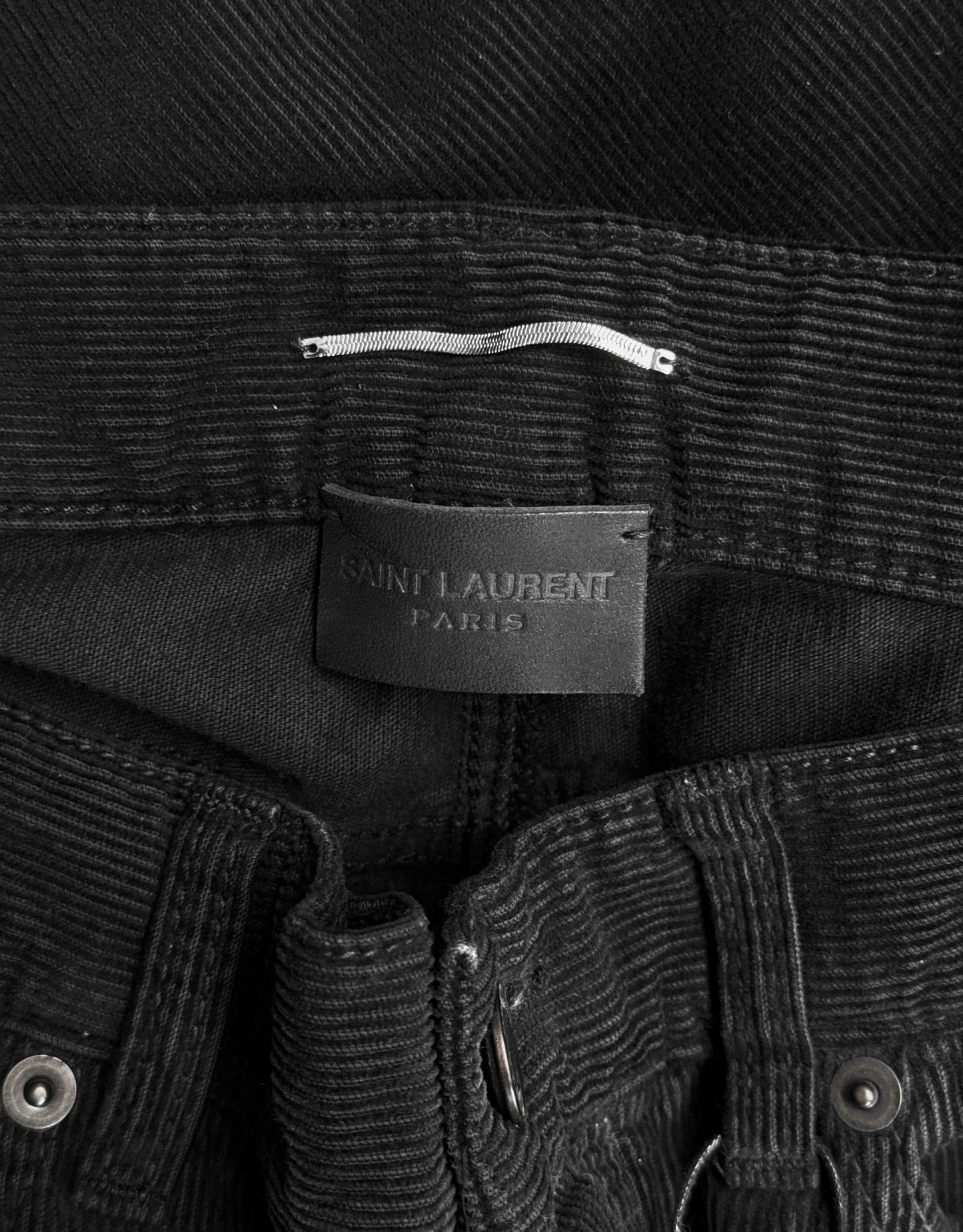 Saint Laurent Paris SS22 Black Corduroy “D18” Slim Bootcut Pants