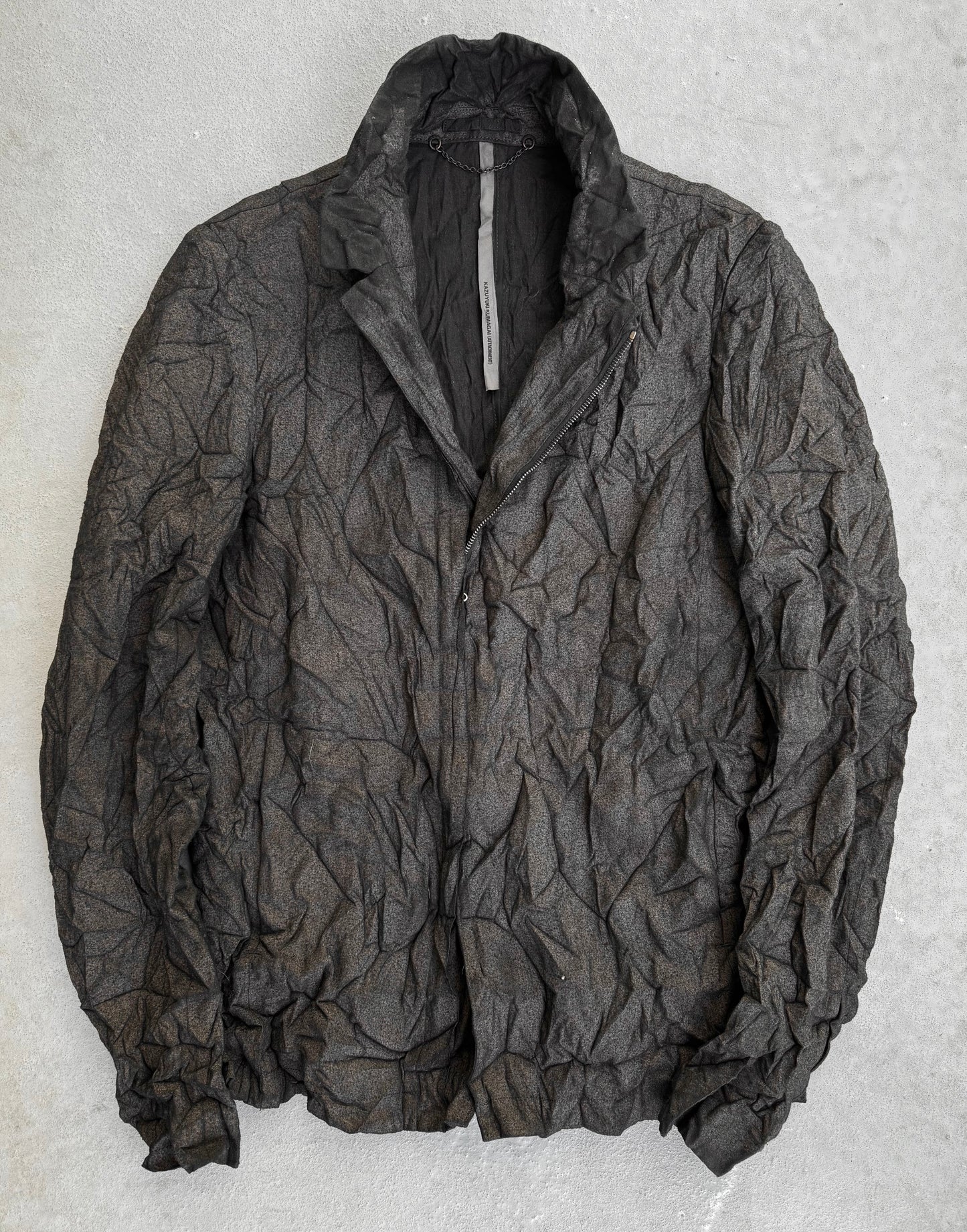 ATTACHMENT by Kazuyuki Kumagai Wrinkled Silk-blend Zip-up Jacket