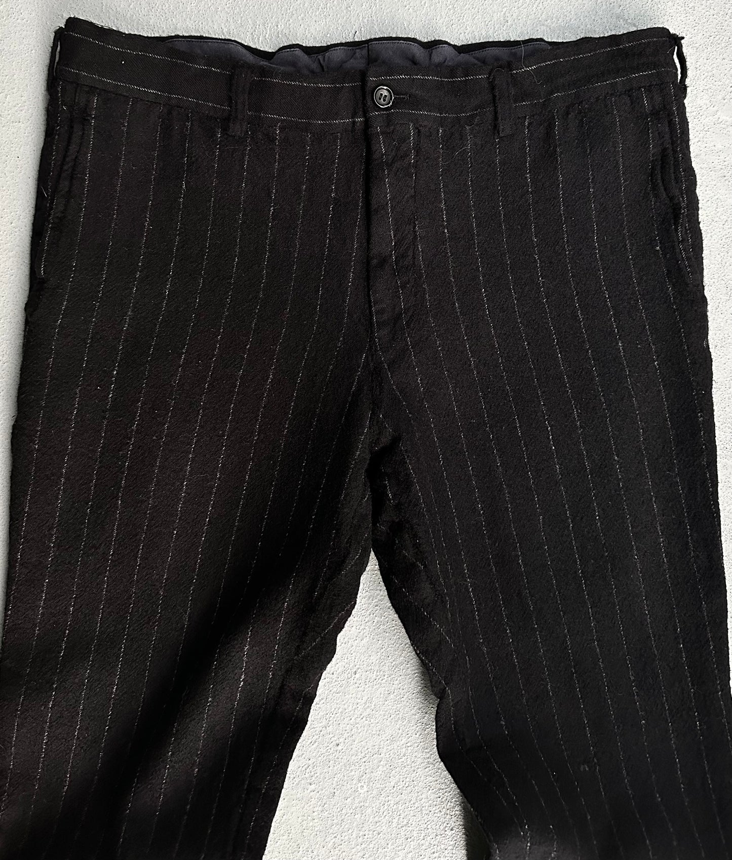 COMME des GARÇONS HOMME AW07 Boiled Wool Pinstripe Bootcut Trousers
