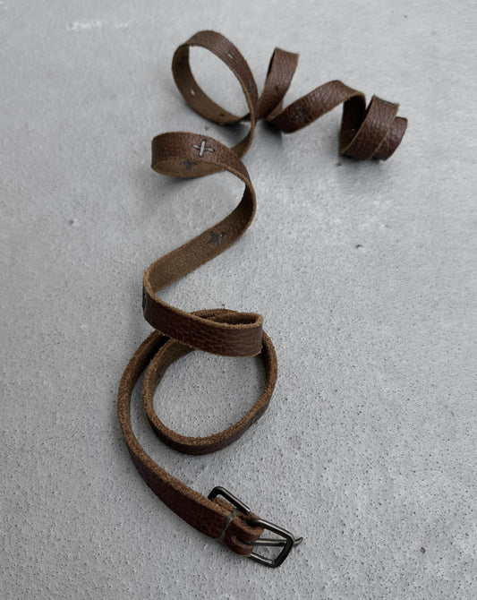 m.a+ by Maurizio Amadei 'ES21A' BI 3.0 S-Buckle Cross Studded Skinny Leather Belt