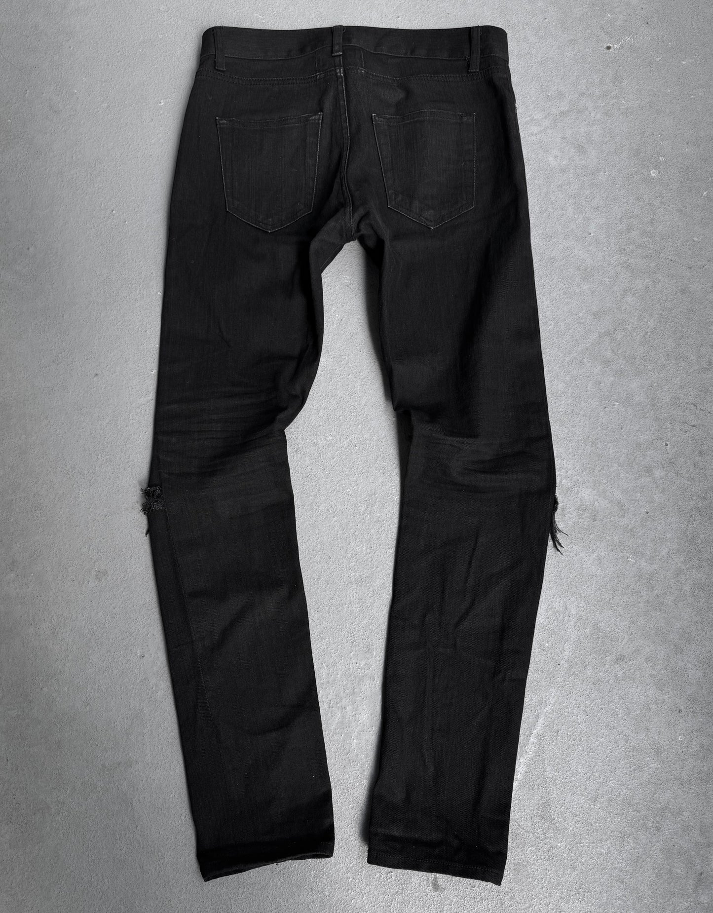 Saint Laurent Paris AW15 Black ‘D02’ Distressed Knee Skinny Denim