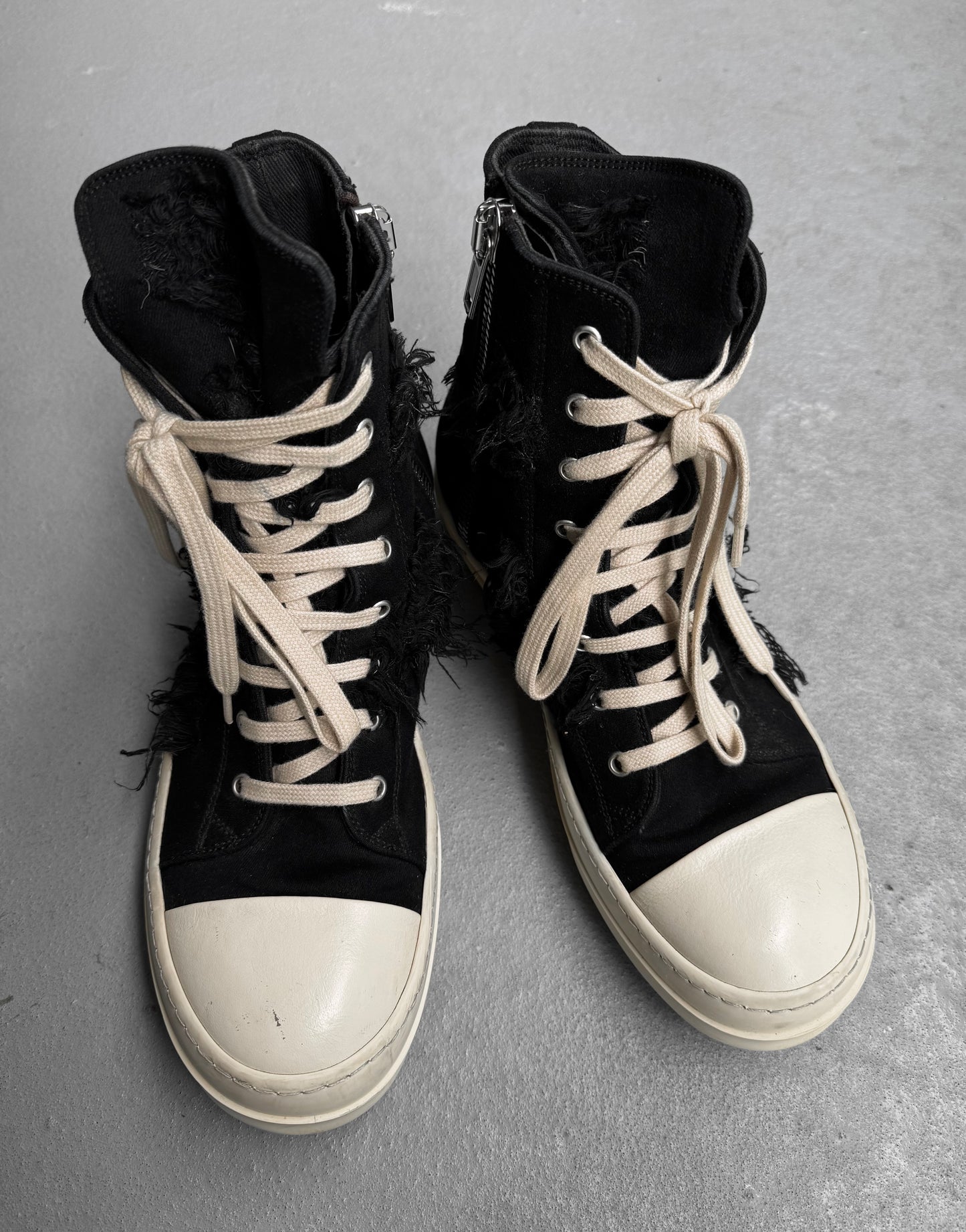 Rick Owens DRKSHDW SS22 “FOGACHINE” Slashed Canvas Ramones Sneakers