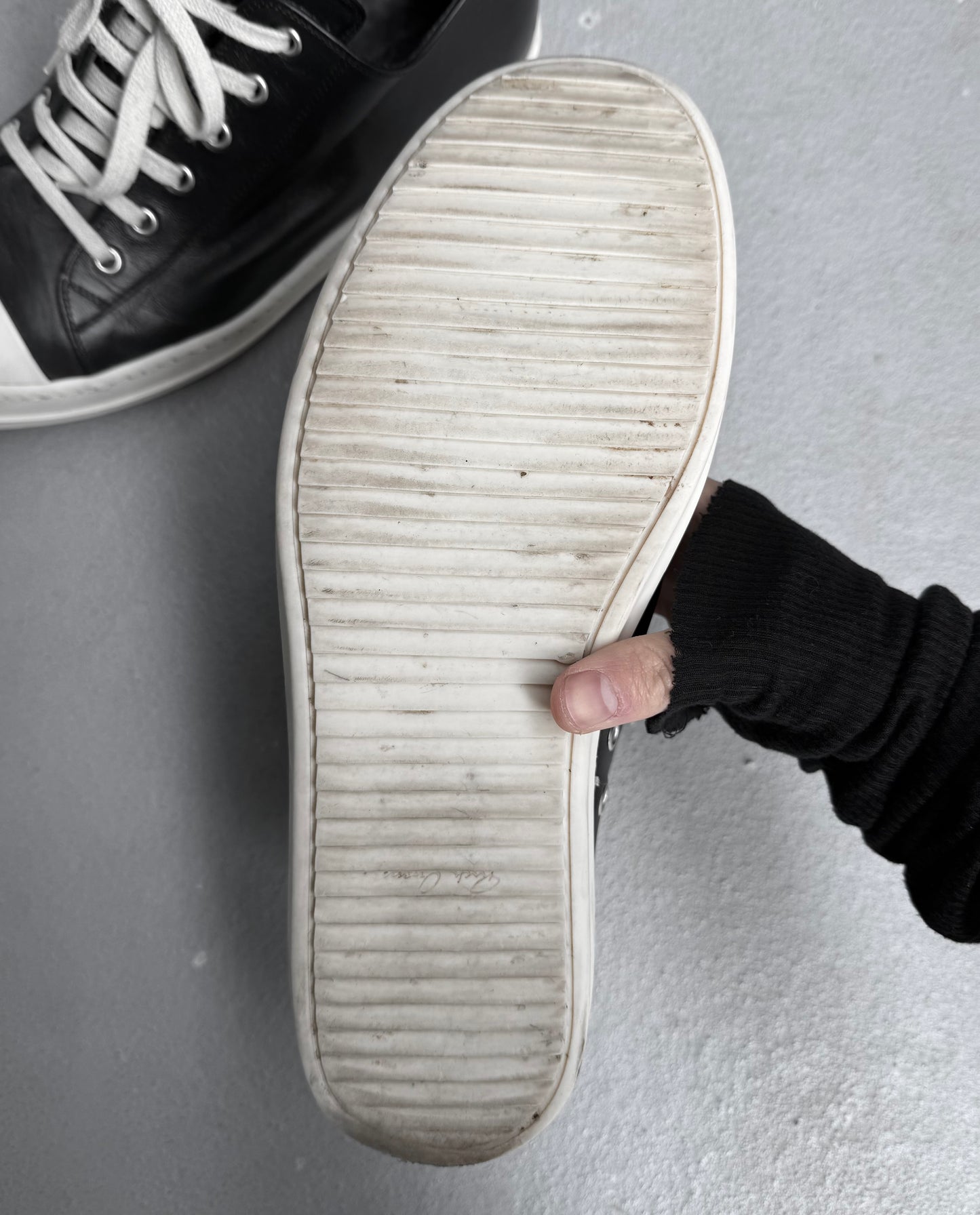 Rick Owens AW20 “PERFORMA” Black Leather Low-top Ramones Sneakers
