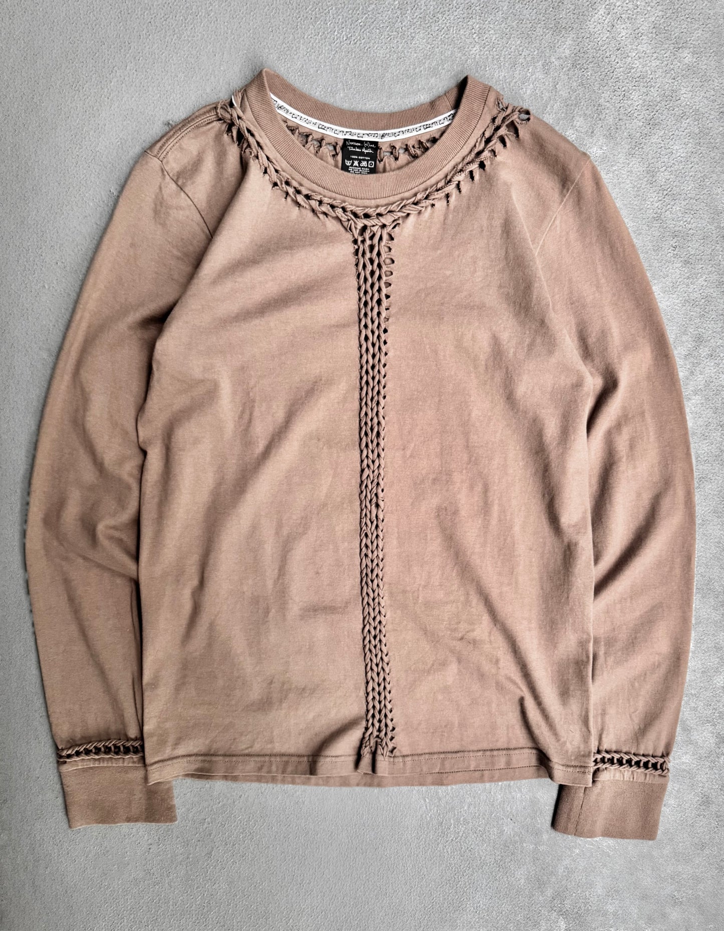 Number (N)ine SS07 “About A Boy” Braided Cutout Dark Beige Long-sleeves