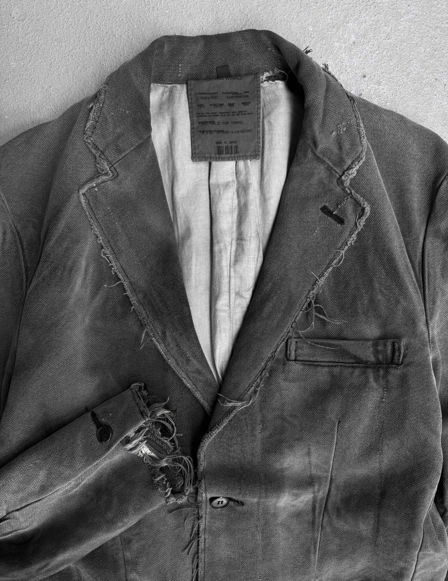 RipVanWinkle Early 00s Dirty-wash Distressed Denim Blazer
