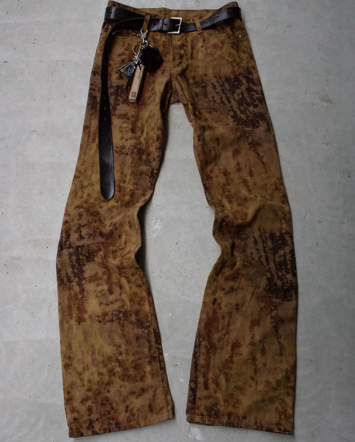 5351 Pour Les Hommes Early 00s Burnt Rust Velour Flare Pants