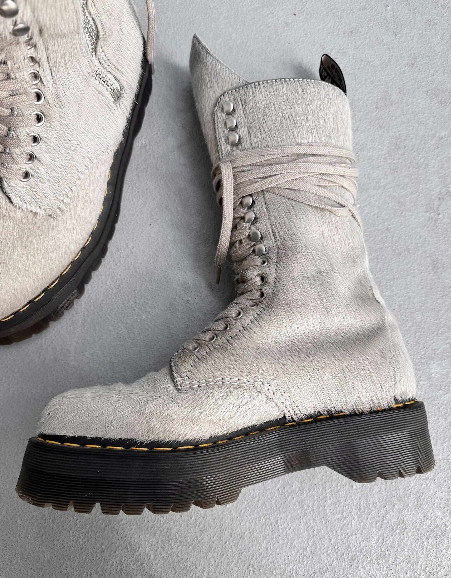 Rick Owens x Dr. Martens AW22 “STROBE” 1918 Pony Hair Lace-up Boots