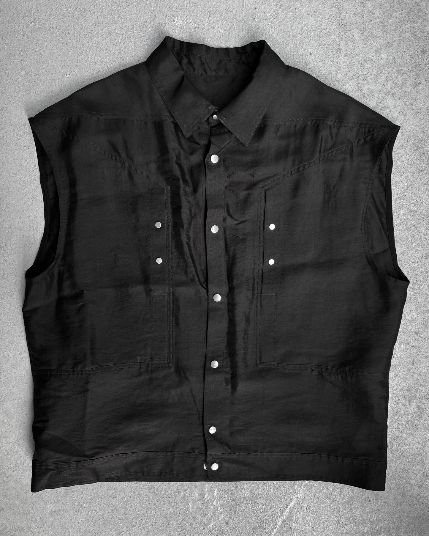 Rick Owens SS22 “FOGACHINE” Silk Fog-pocket Jumbo Flight Vest