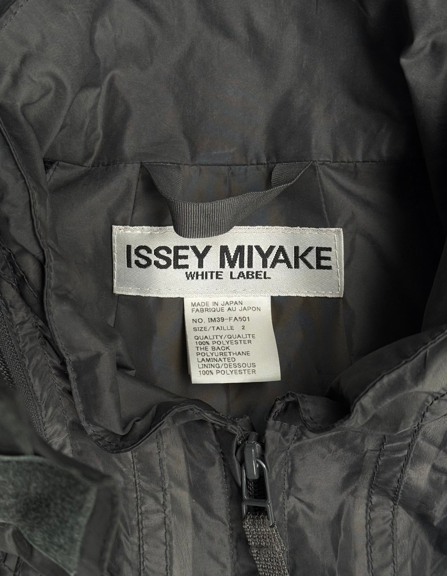 Issey Miyake White Label Early 00s Pleated Khaki Nylon Raincoat