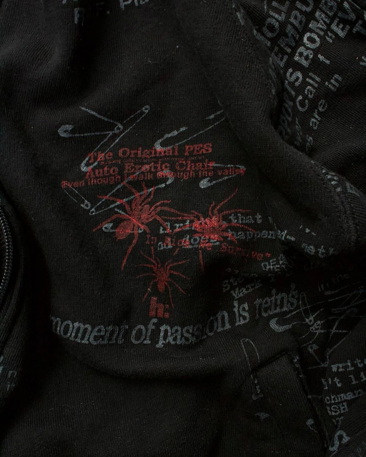 h.NAOTO h.ARNACHY Early 00s Punk Typewrite Graphic Zip-Up Track Jacket