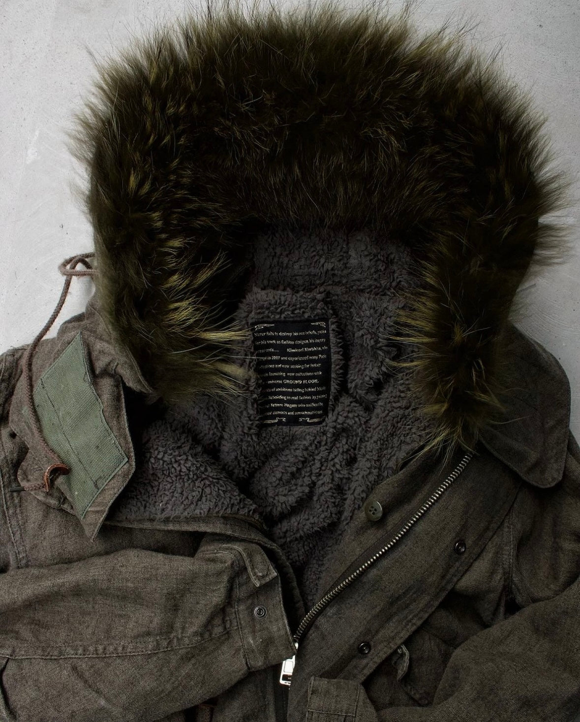 Kiminori Morishita Early 00s Bondage Linen Fur Hood Parka