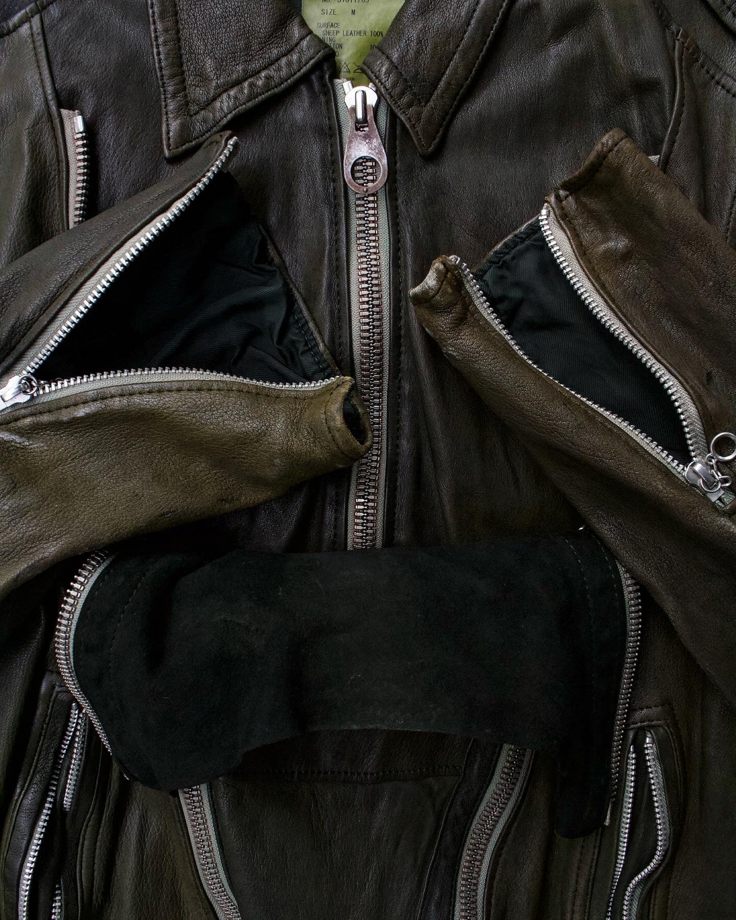 MiharaYasuhiro AW05 Reconstructed Multi-zip Sheepskin Leather Jacket