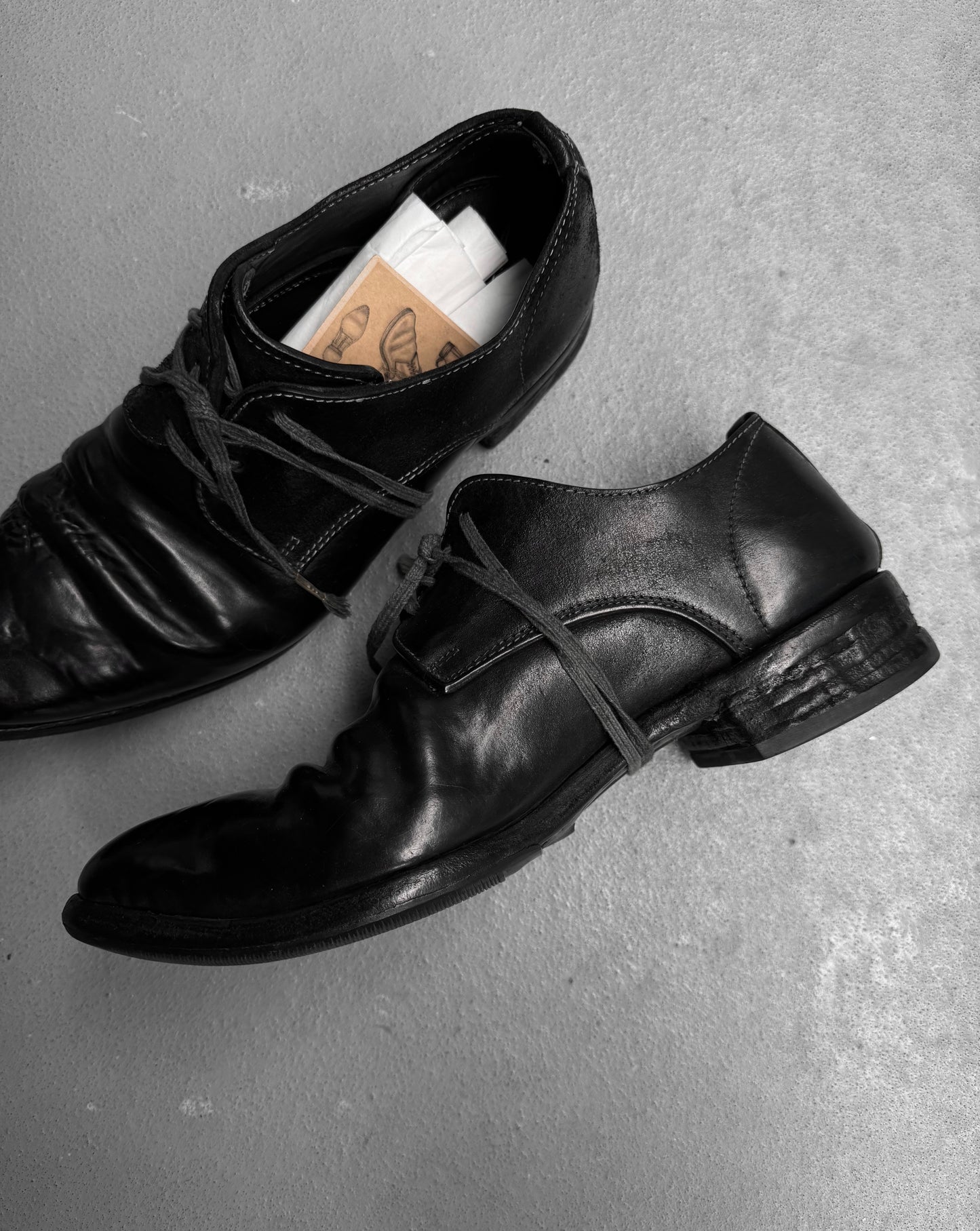 Carol Christian Poell ‘AM/2600 CUL-PTC’ Black Object-dyed Culatta Horse Leather Derbies