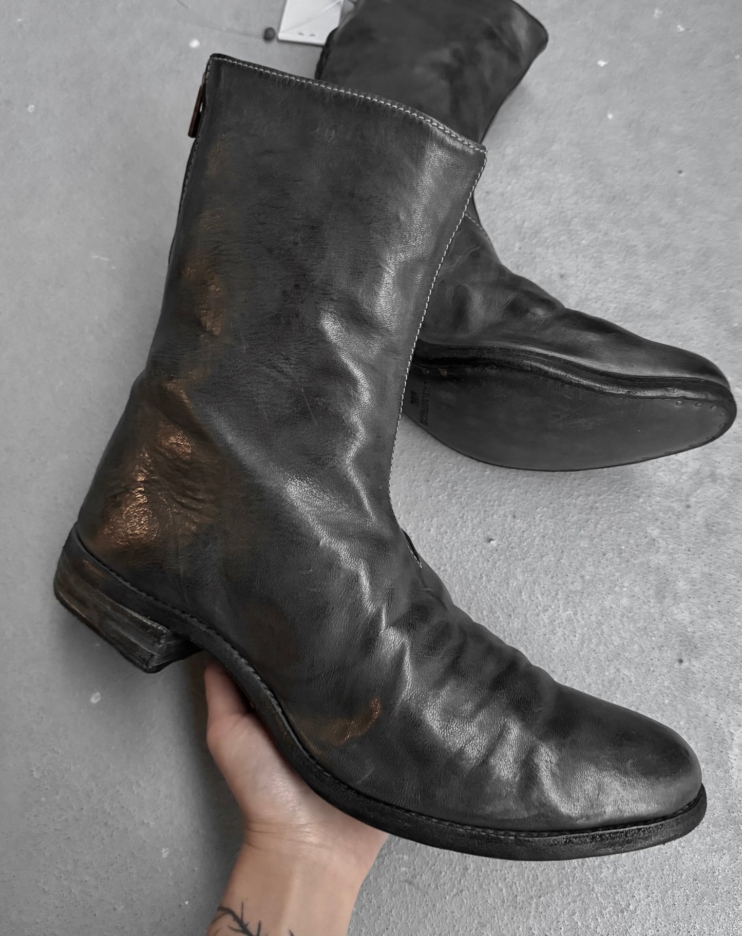 Carol Christian Poell ‘AM/2061L CORS-PTC/19’ Object-dyed Horse Leather Lined Tornado Zip Boots
